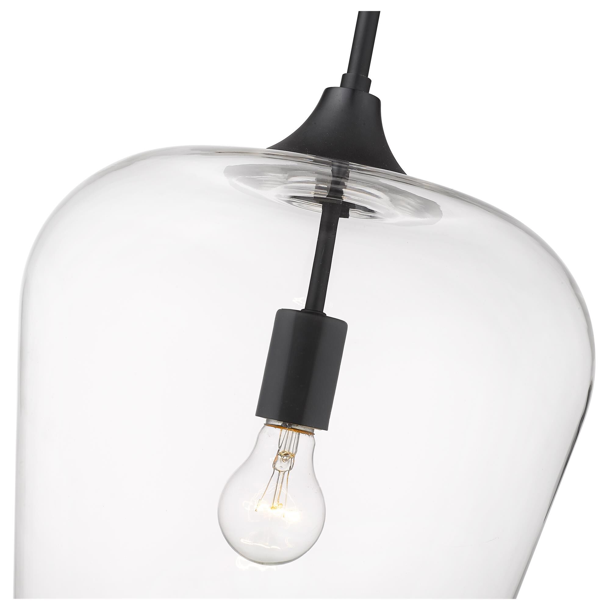 Shown in Matte Black finish and Glass shade