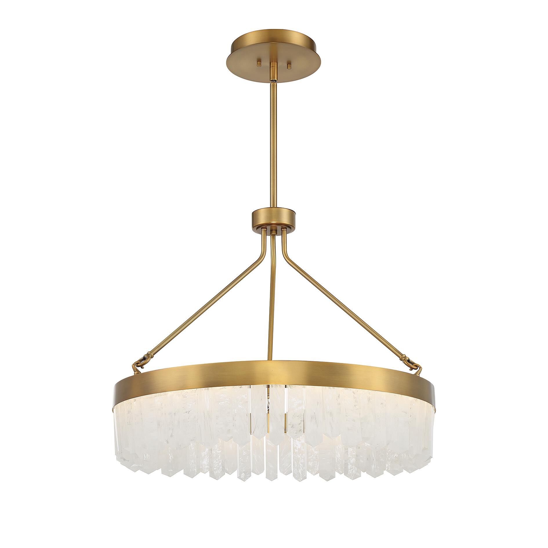Shown in Warm Brass finish and Natural Calcite Elements glass