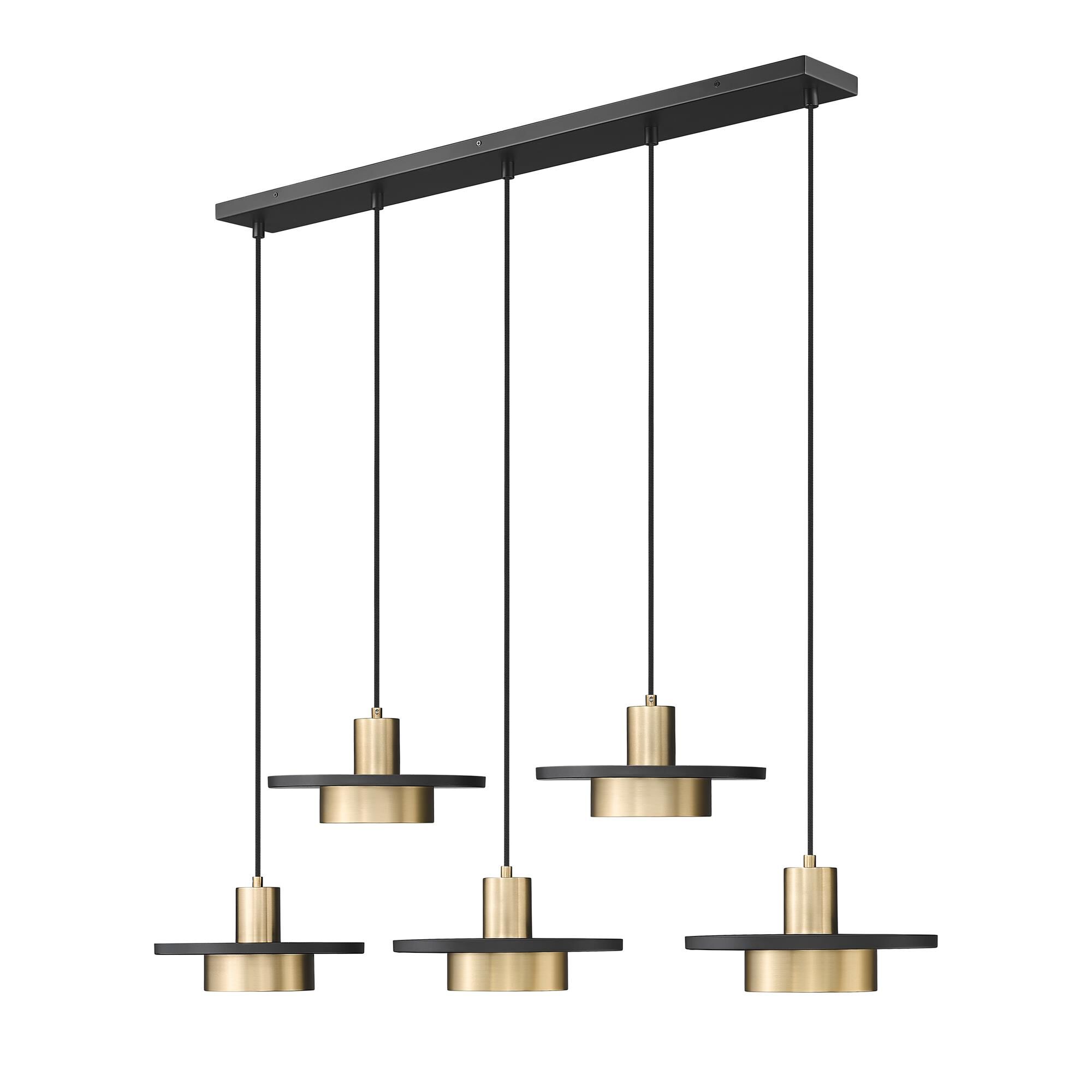 Shown in Matte Black and Modern Gold finish and Frosted glass