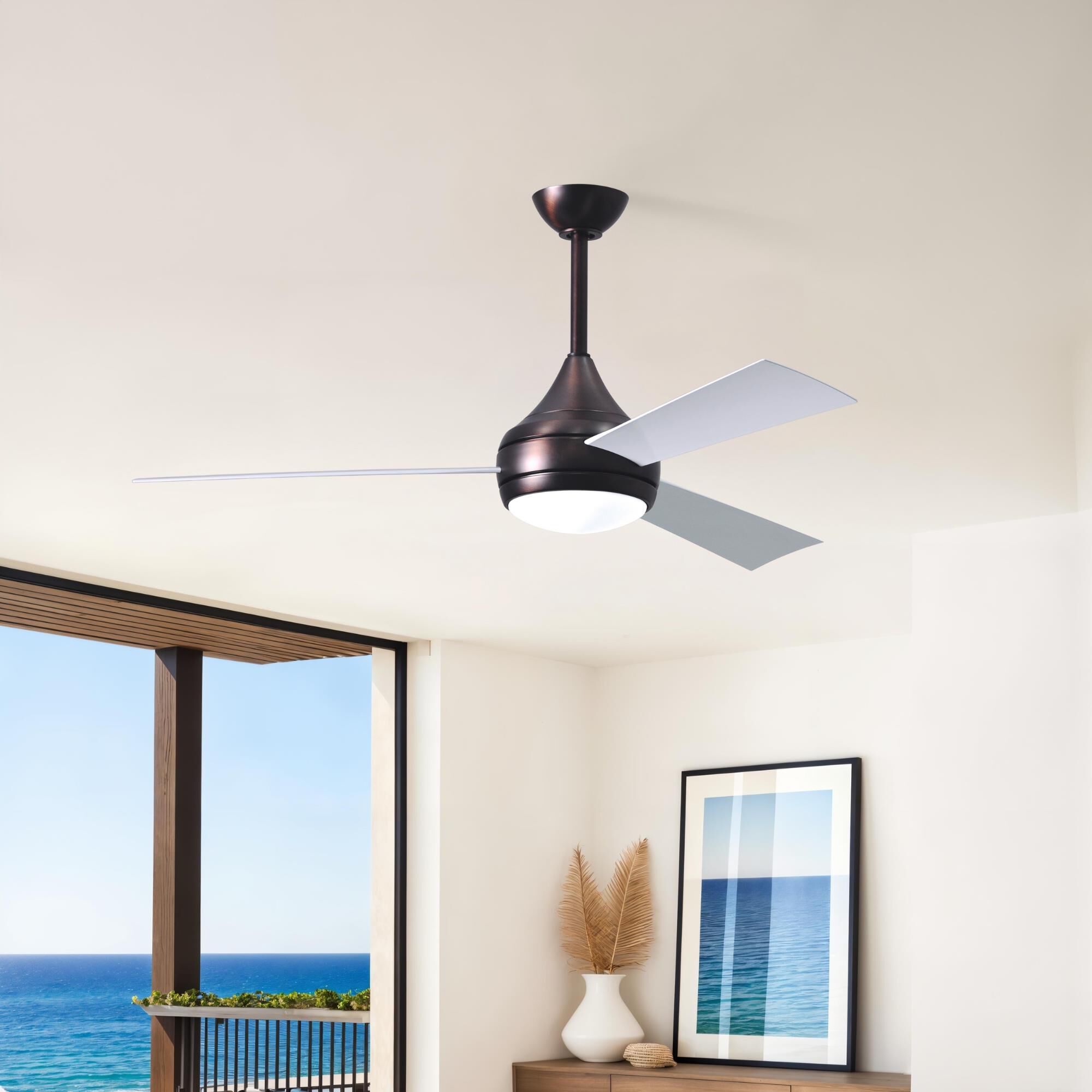 Donaire Outdoor Coastal Wet Rated 52 Inch Ceiling Fan with Light Kit by Matthews Fan Company