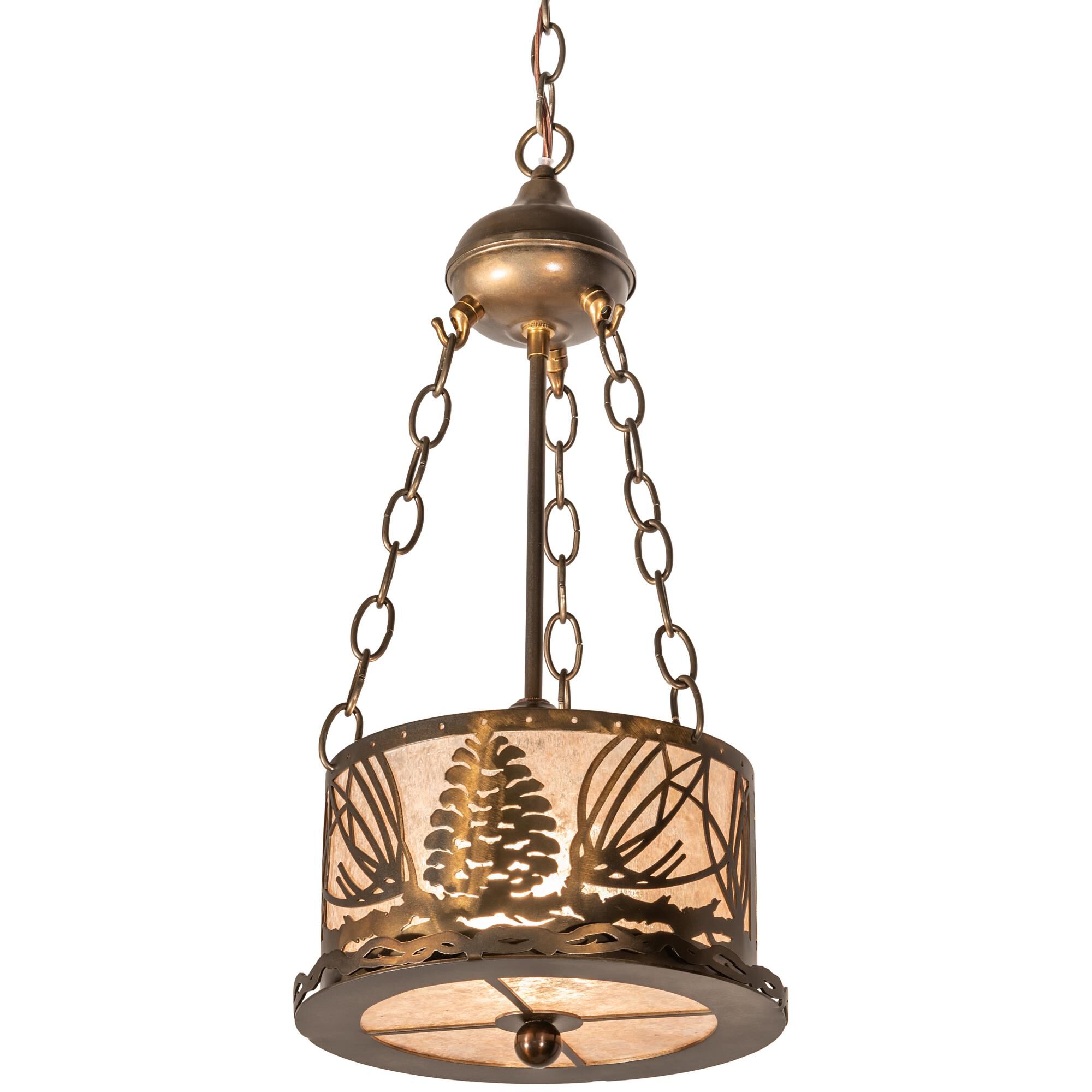 Shown in Antique Copper Finish finish and Silver Mica glass