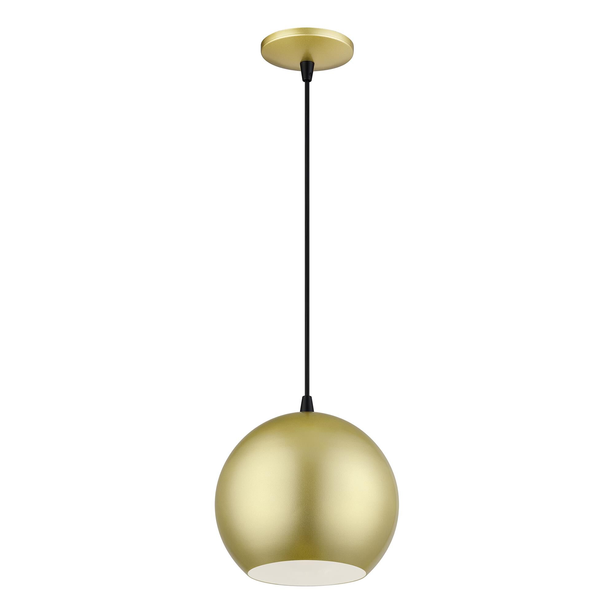 Shown in Soft Gold with Black Accents finish and Soft Gold Aluminum with Shiny White Inside shade