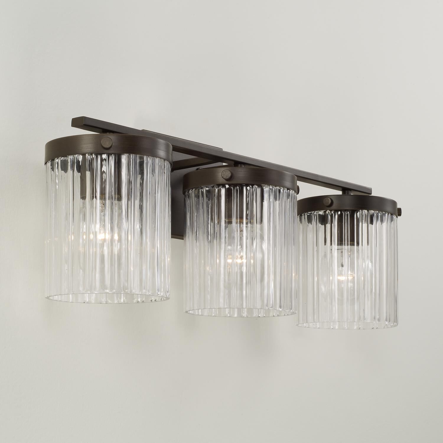 Shown in Oil Rubbed Bronze finish and Beveled Fluted glass