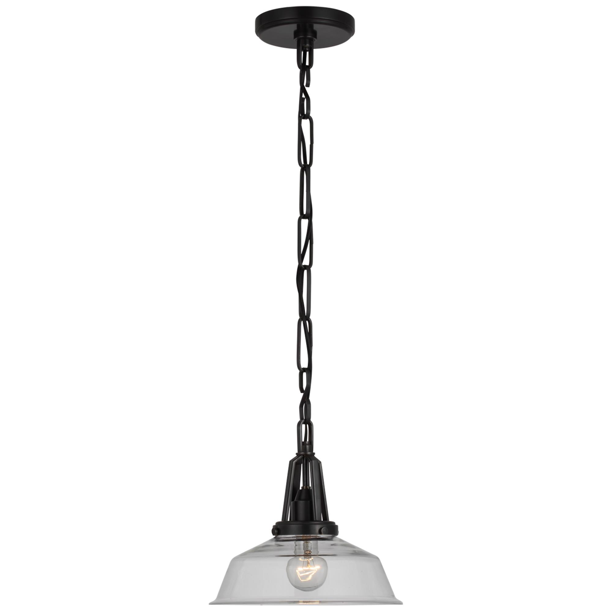 Shown in Bronze finish and Clear Glass shade