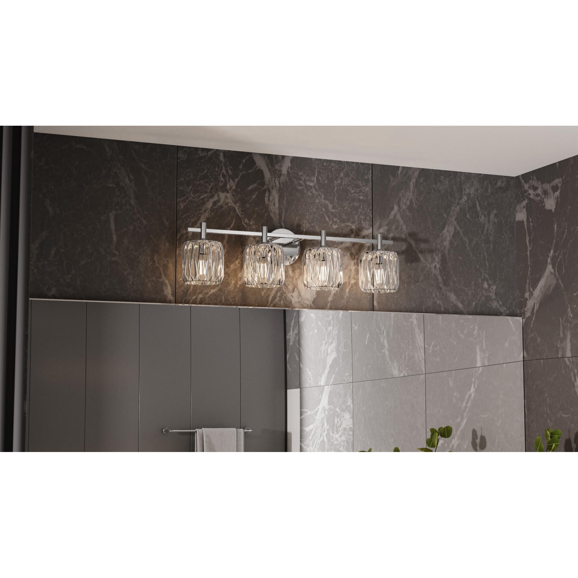 Shown in Polished Chrome finish and Clear Acrylic glass