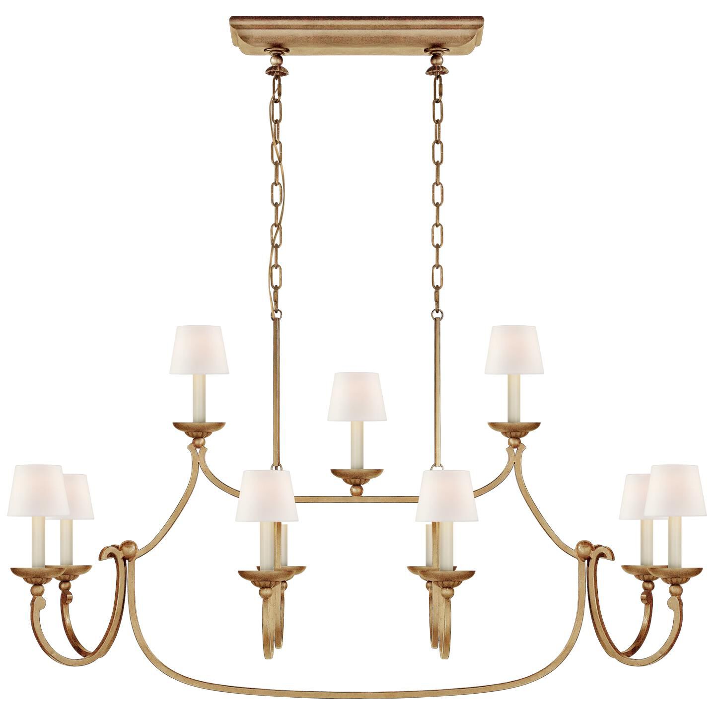 Shown in Gilded Iron finish and Linen shade