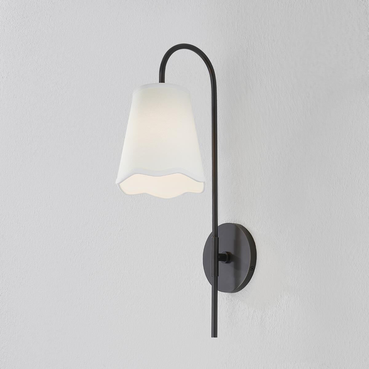 Shown in Old Bronze finish and White Linen shade