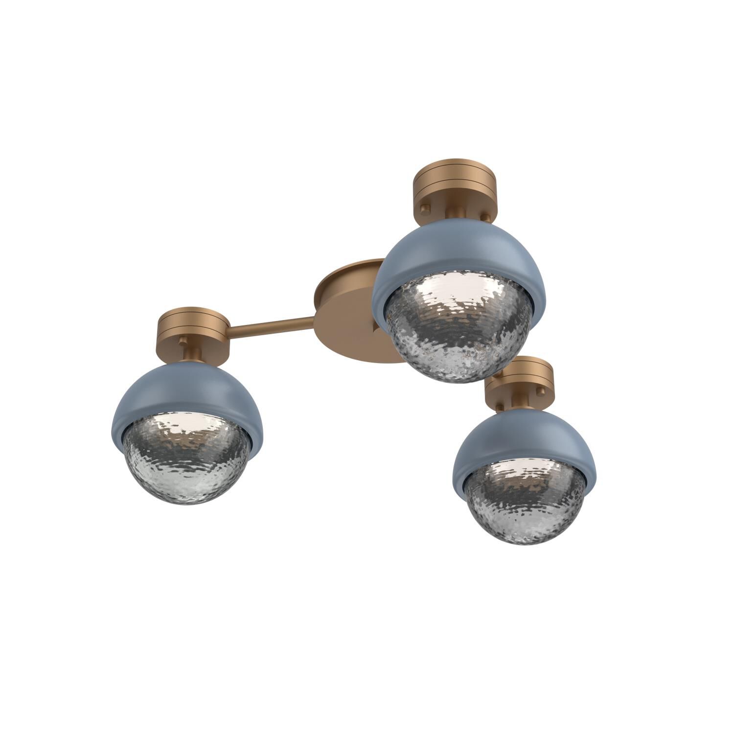 Shown in Novel Brass finish and Smoke glass and Poppy Blue accent