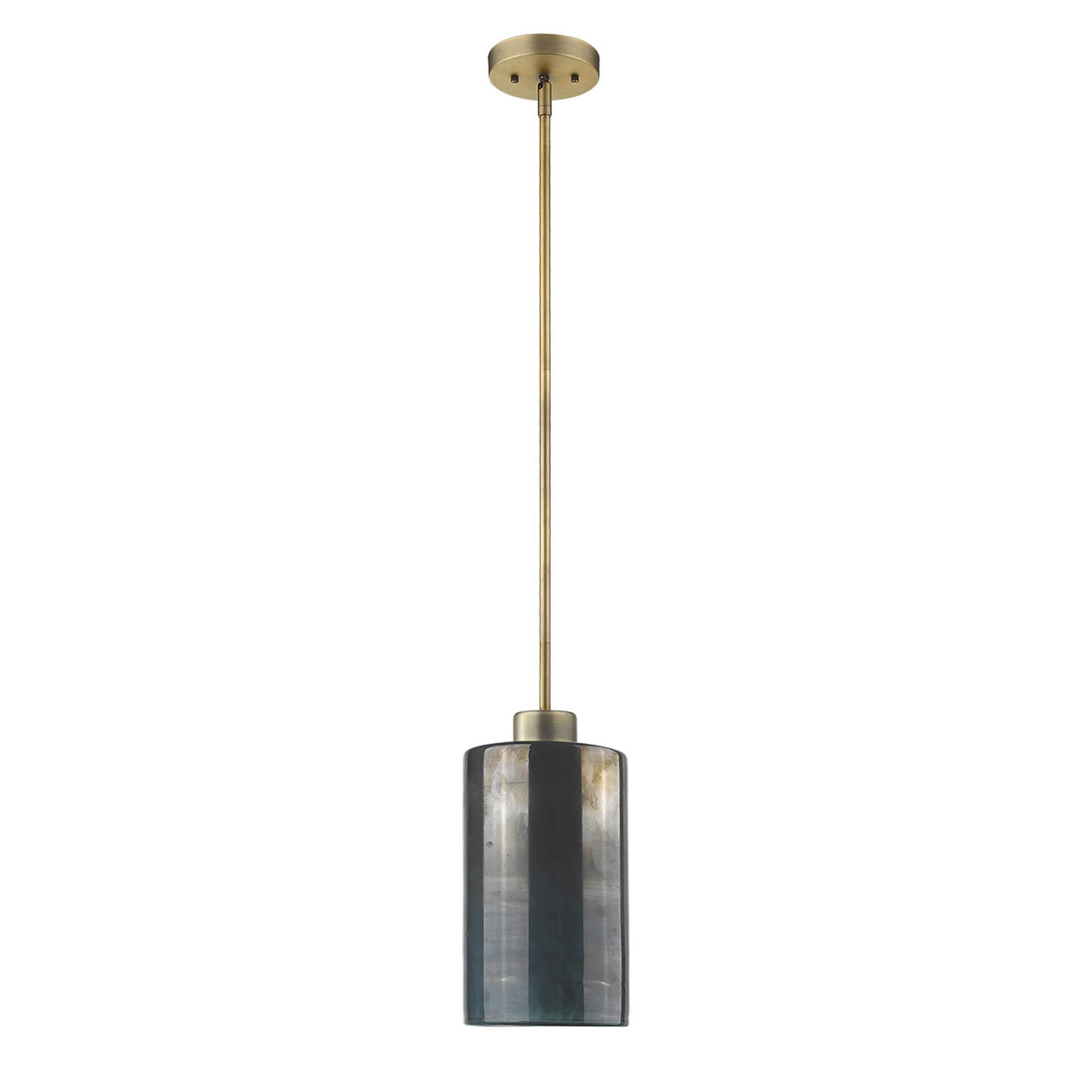Shown in Brass finish and Blue/Gold glass and Blue/Gold Cylindrical Glass shade
