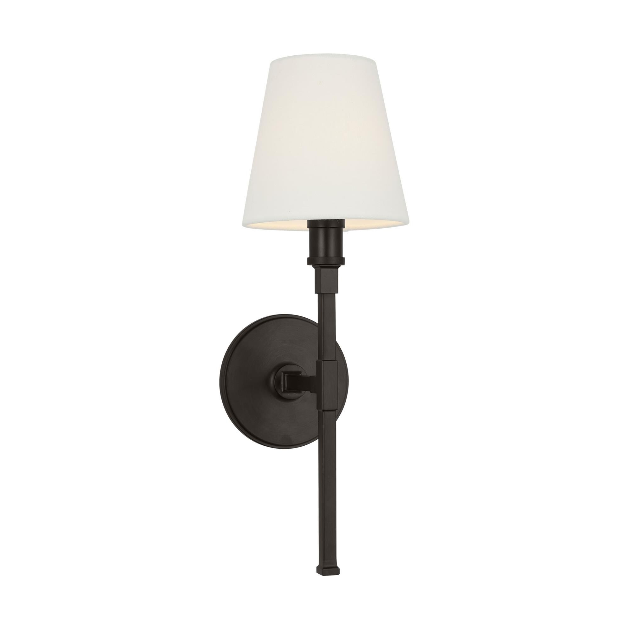 Shown in Aged Iron finish and White Linen shade