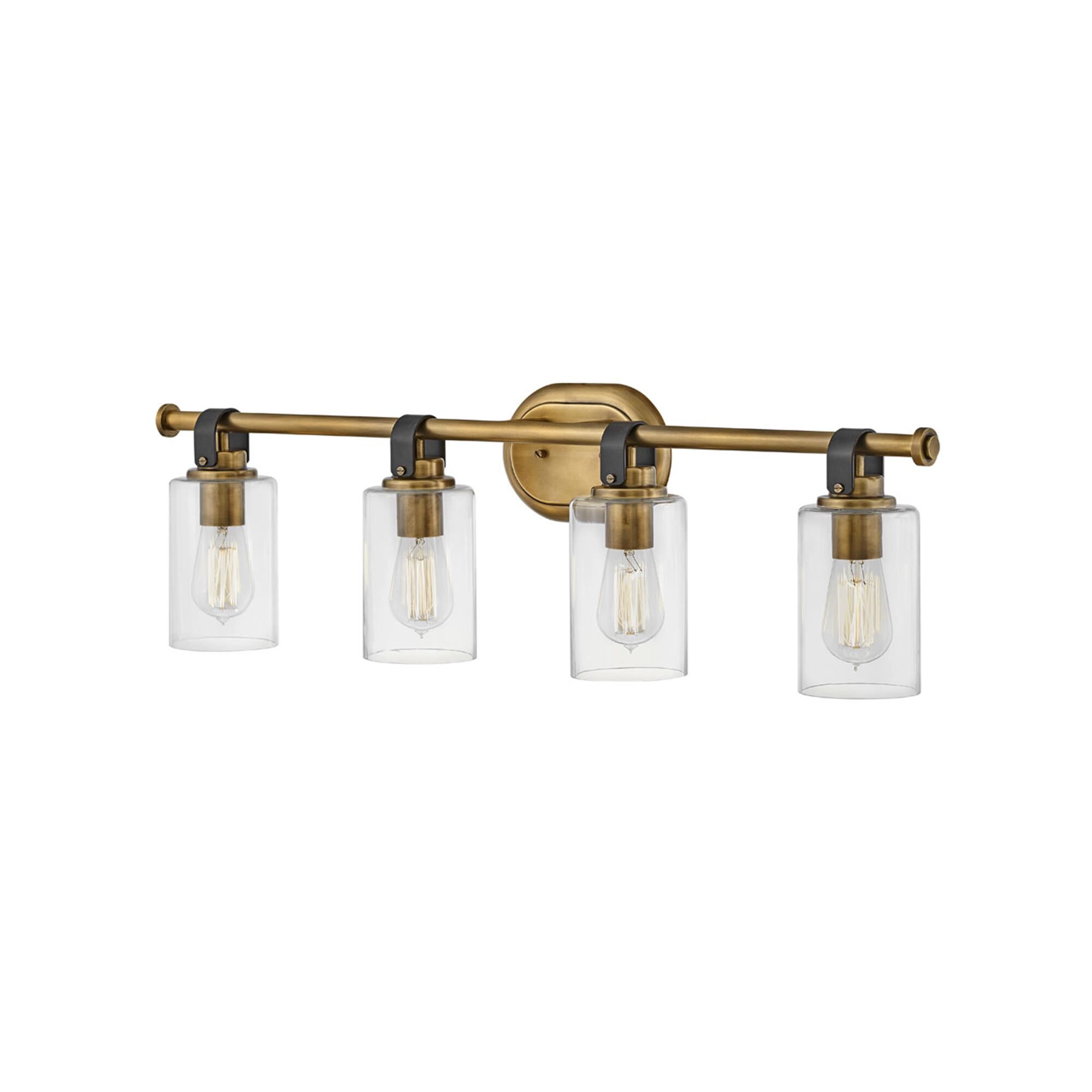 Shown in Heritage Brass finish and Clear glass