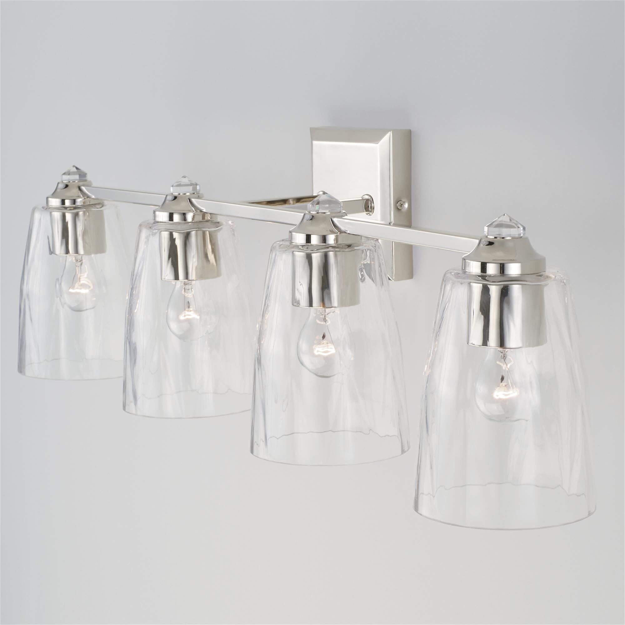 Shown in Polished Nickel finish and Clear glass