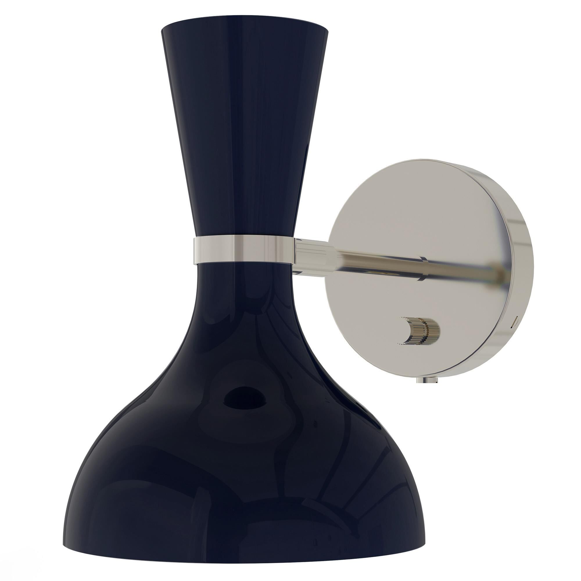 Shown in Polished Nickel finish and Midnight Blue shade