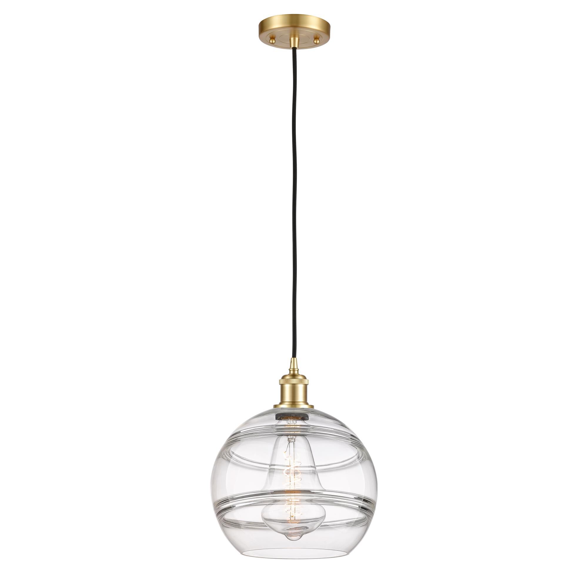 Shown in Satin Gold finish and Clear glass