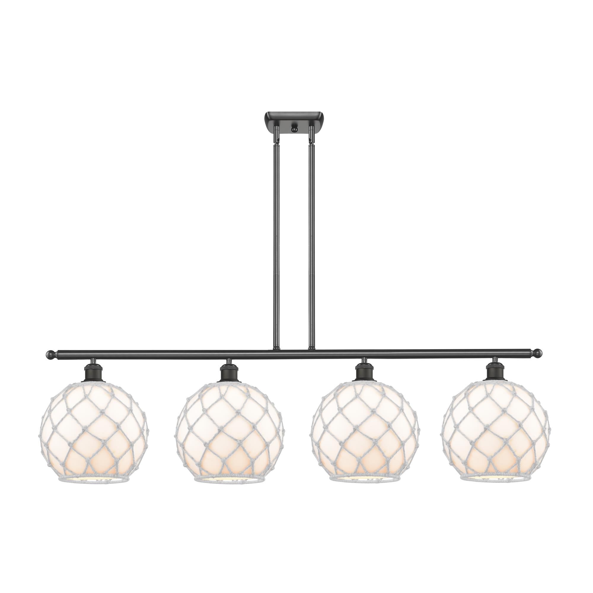 Shown in Oil Rubbed Bronze finish and Sphere glass and Glass And Rope shade