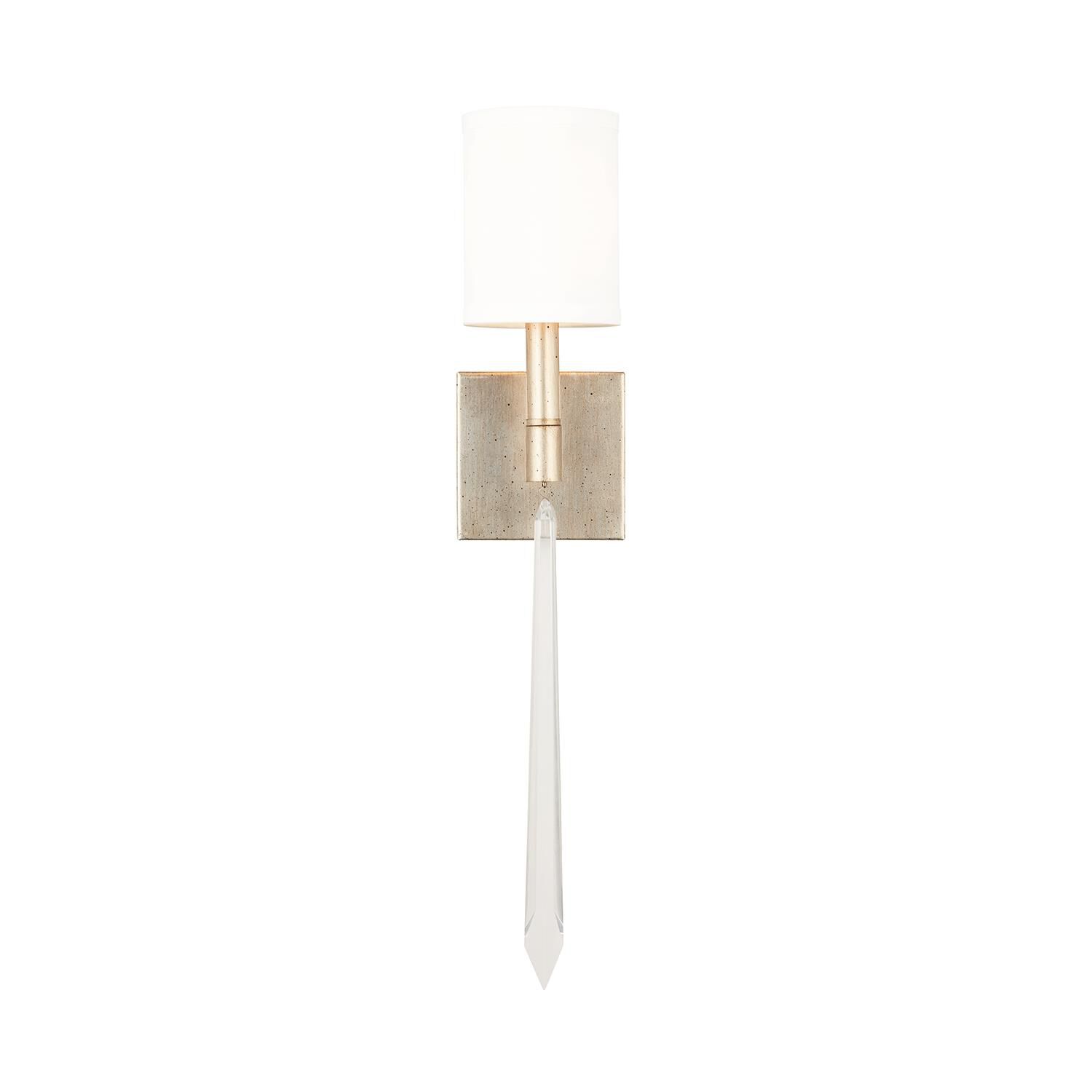 Shown in Winter Gold finish and 695 glass and White Fabric Stay-Straight shade