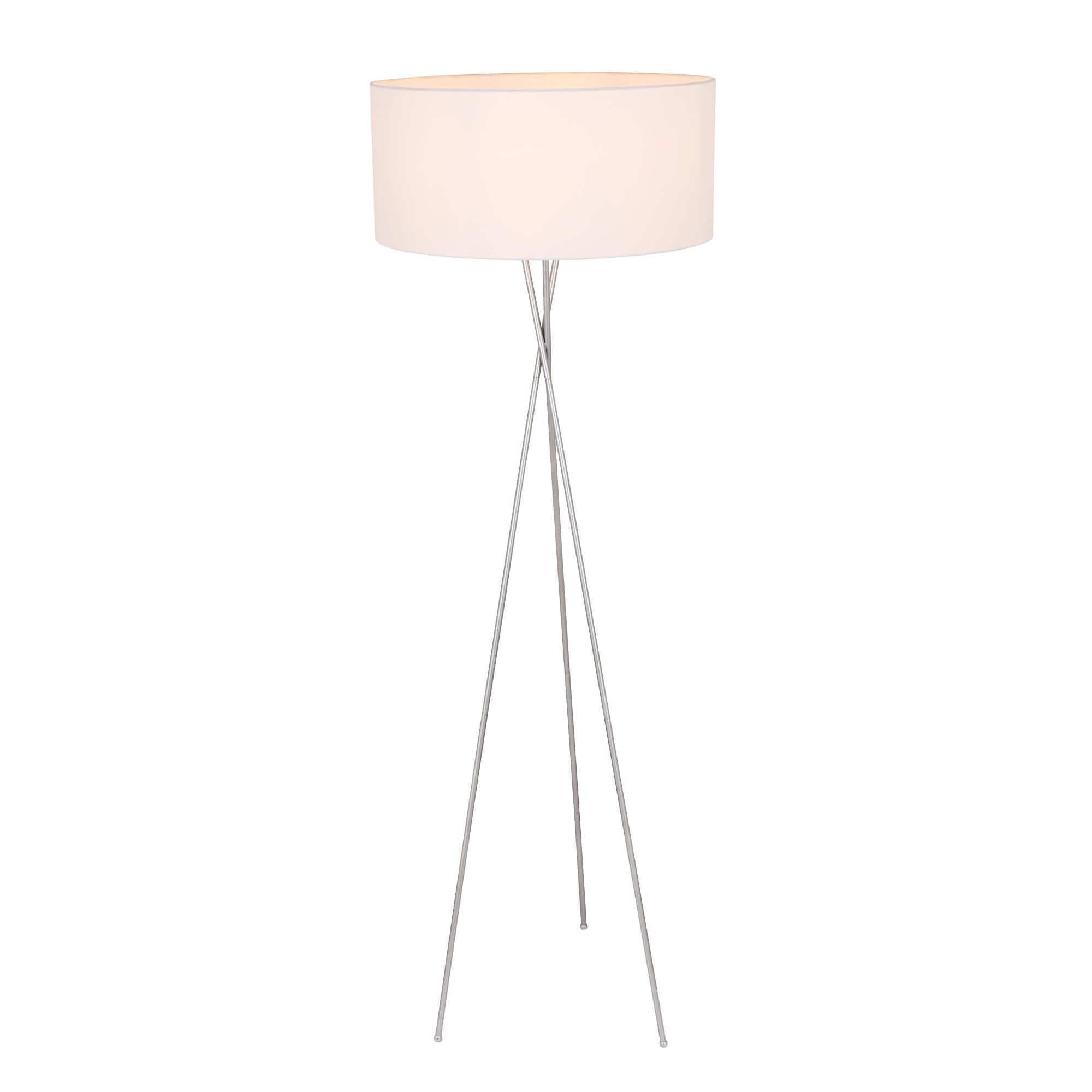 Shown in Silver finish and White Fabric shade