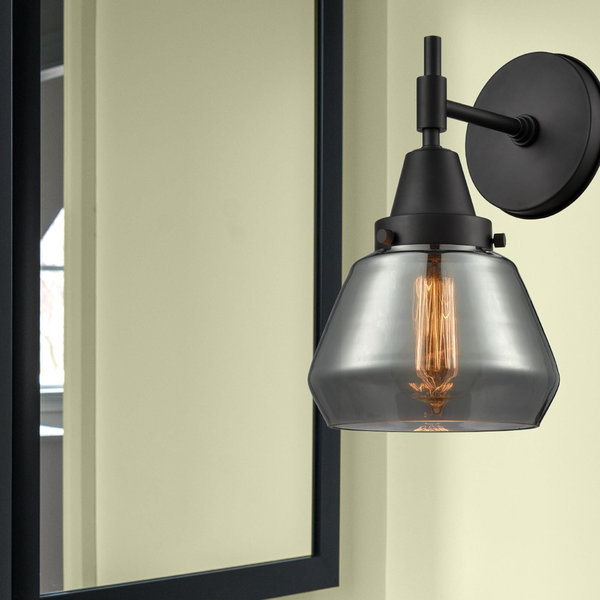 Shown in Matte Black finish and Plated Smoke Large Cone glass