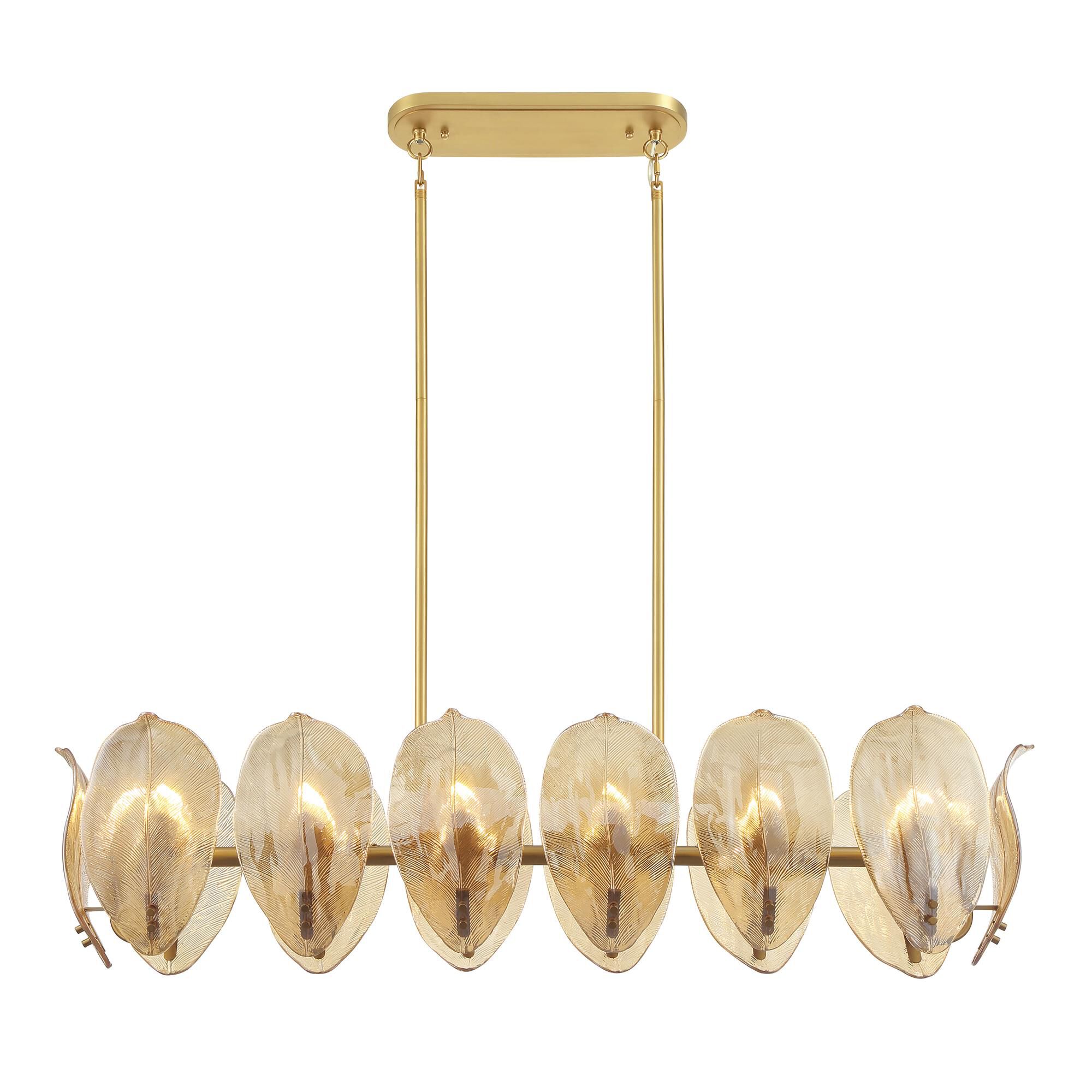 Shown in Legacy Brass finish and Amber Handmade glass