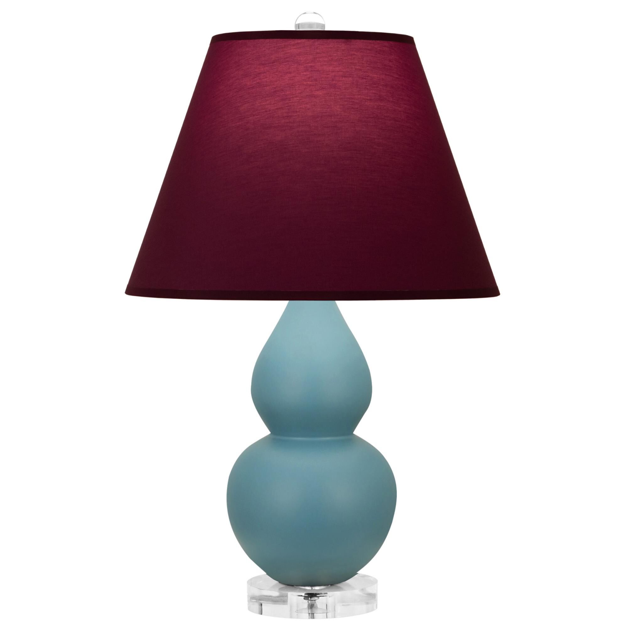 Shown in Matte Steel Blue finish and Plum and Lavender shade and Lucite accent