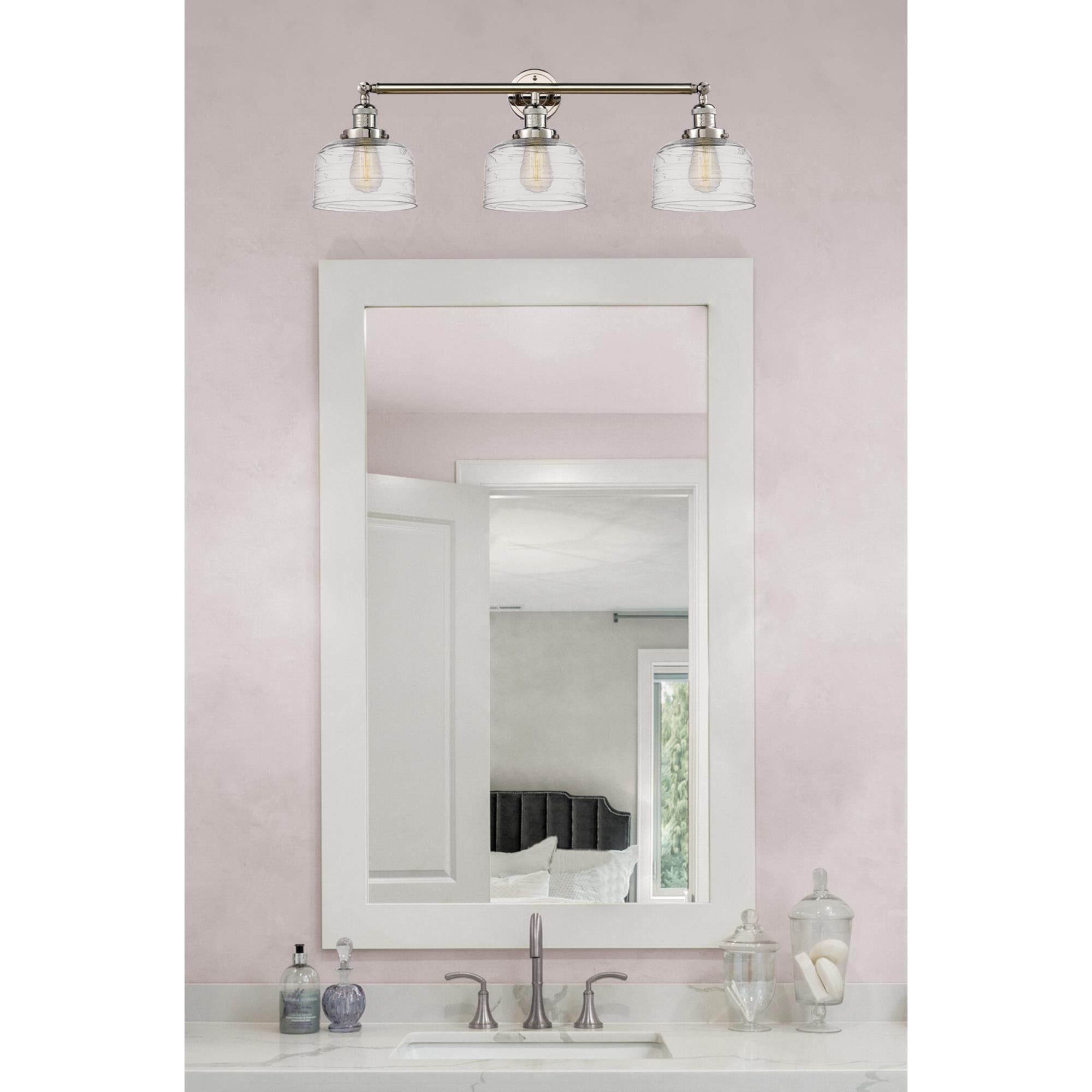 Shown in Polished Nickel finish and Clear glass