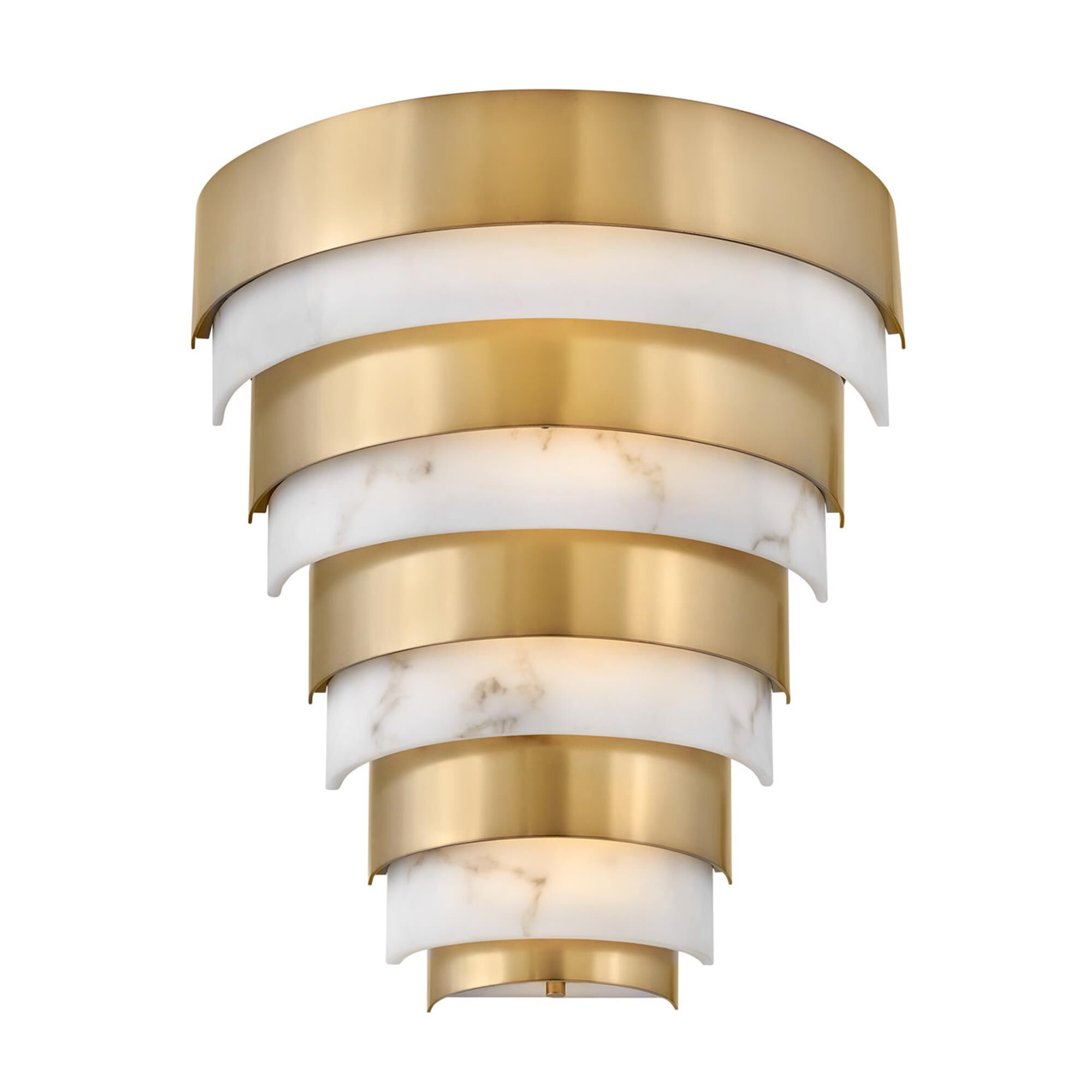 Shown in Heritage Brass finish and Faux Alabaster glass