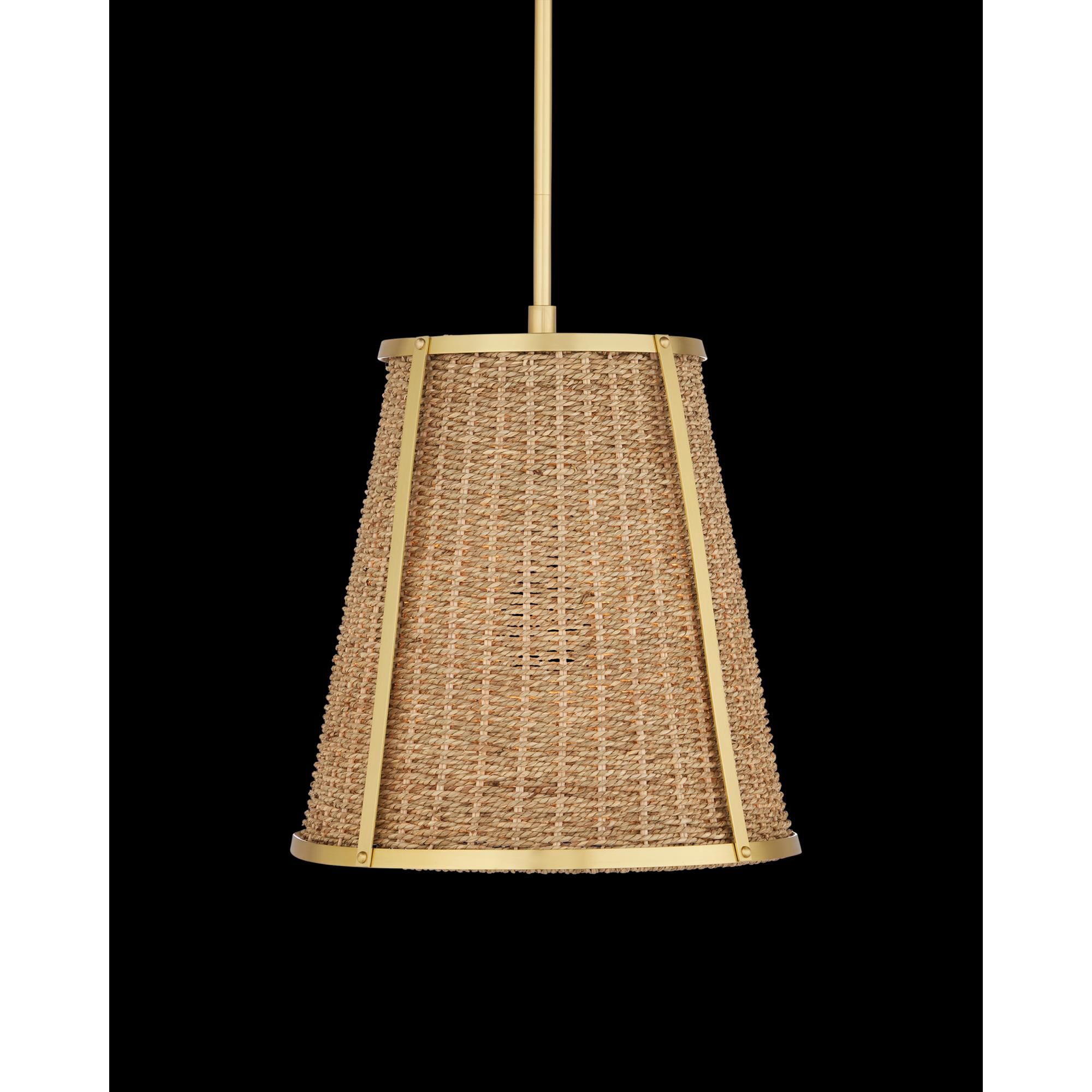 Shown in Natural and Polished Brass finish and Natural Seagrass shade