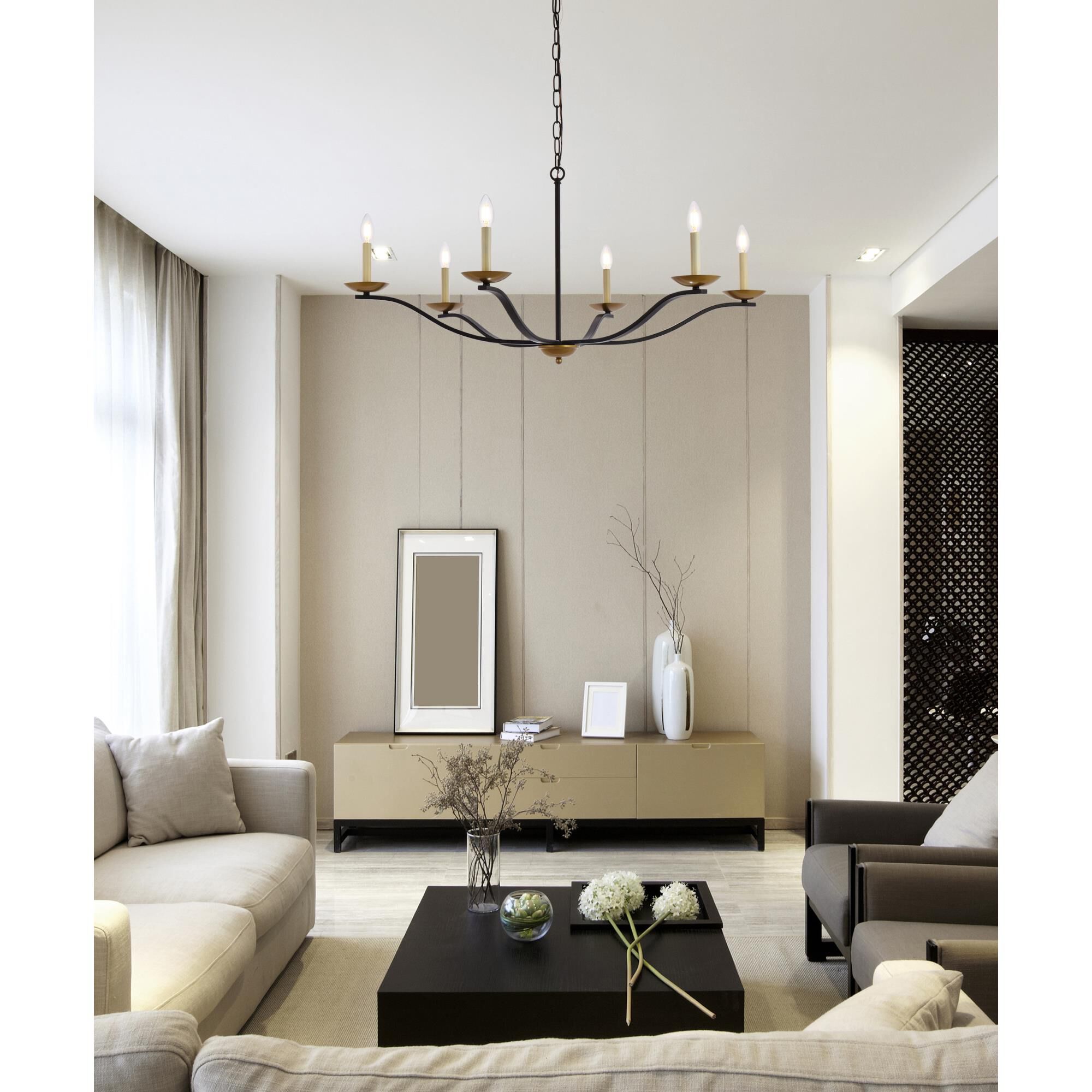 Trey 42 Inch 6 Light Chandelier by Elegant Lighting