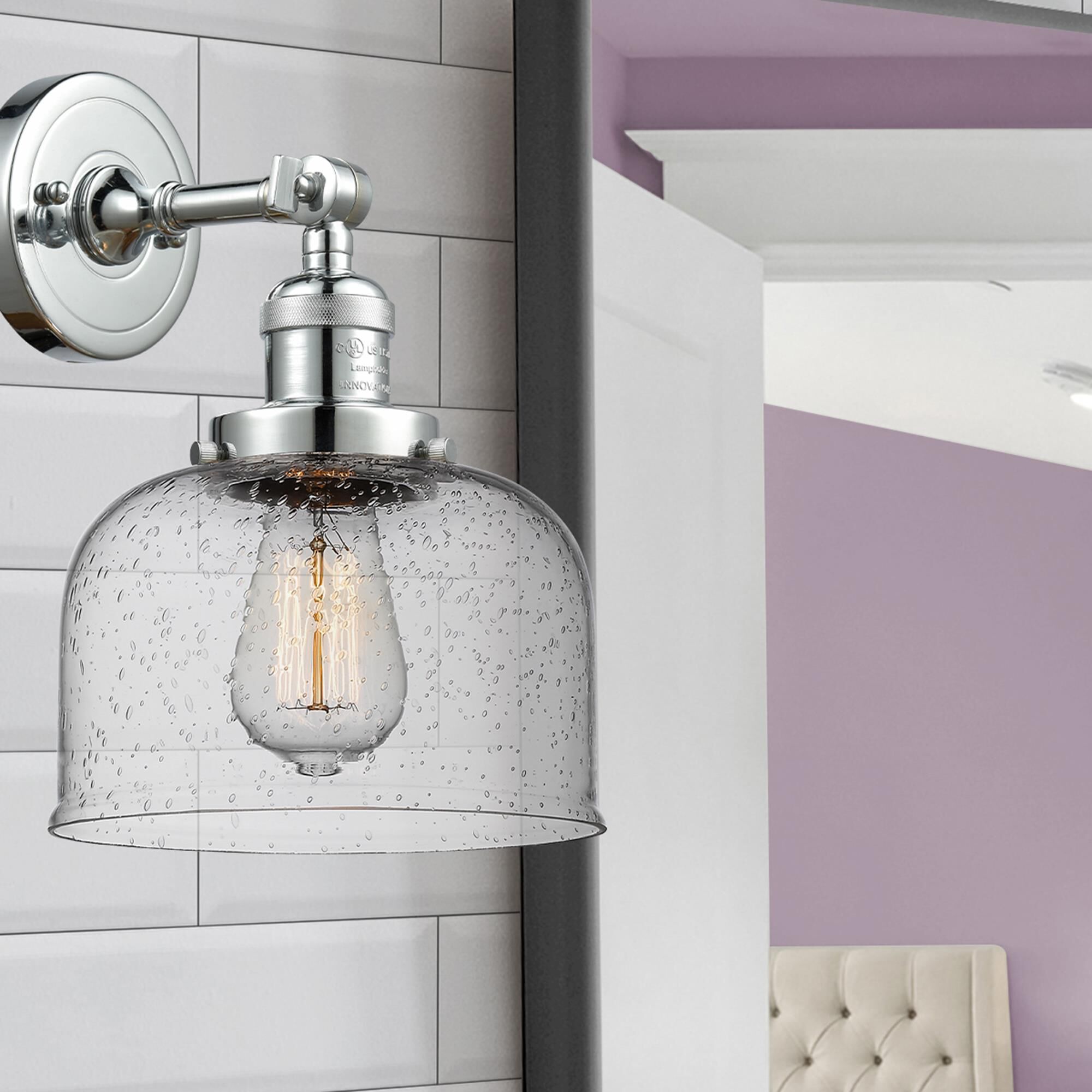 Shown in Polished Chrome finish and Seedy glass