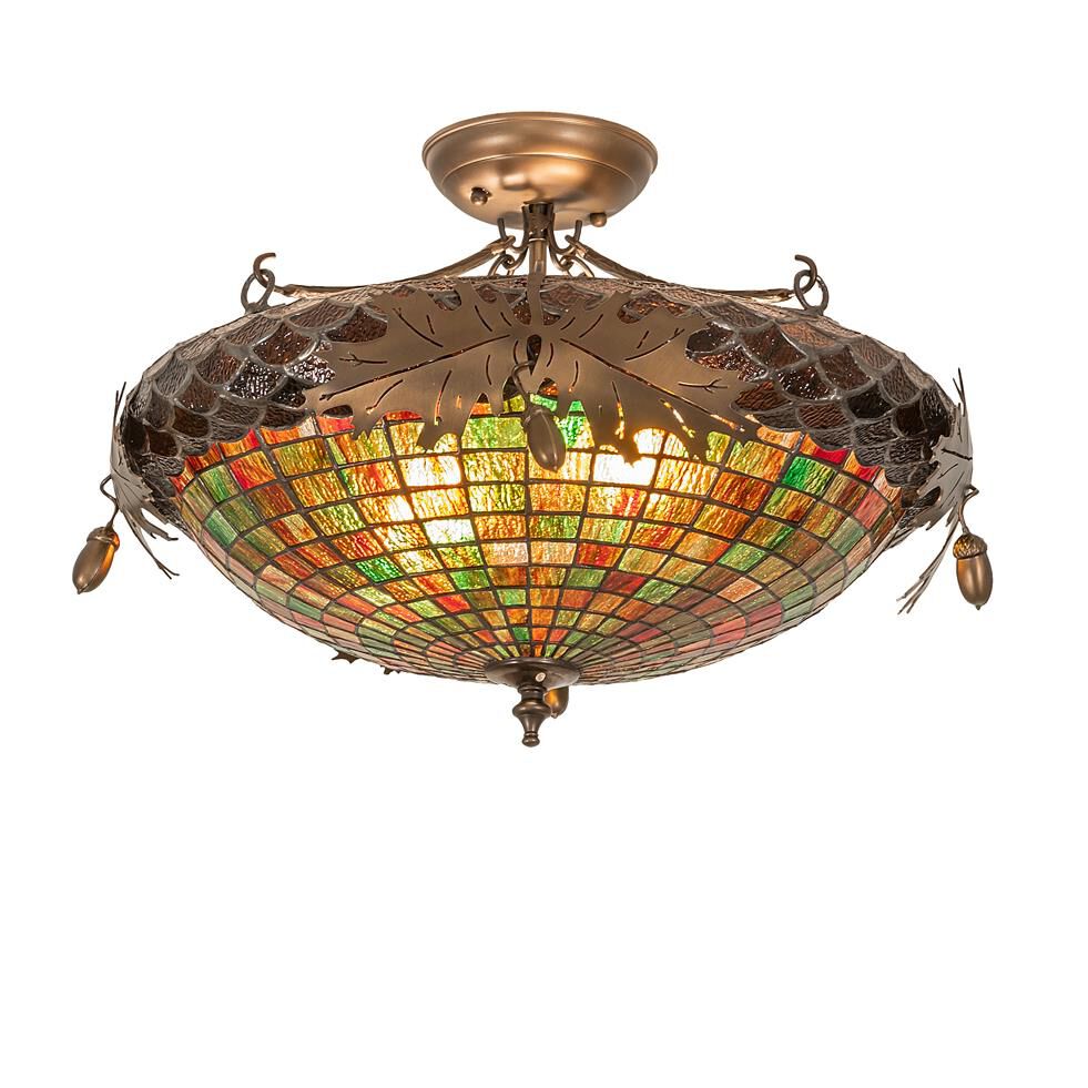 Greenbriar Oak 21 Inch 2 Light Semi Flush Mount by Meyda Lighting