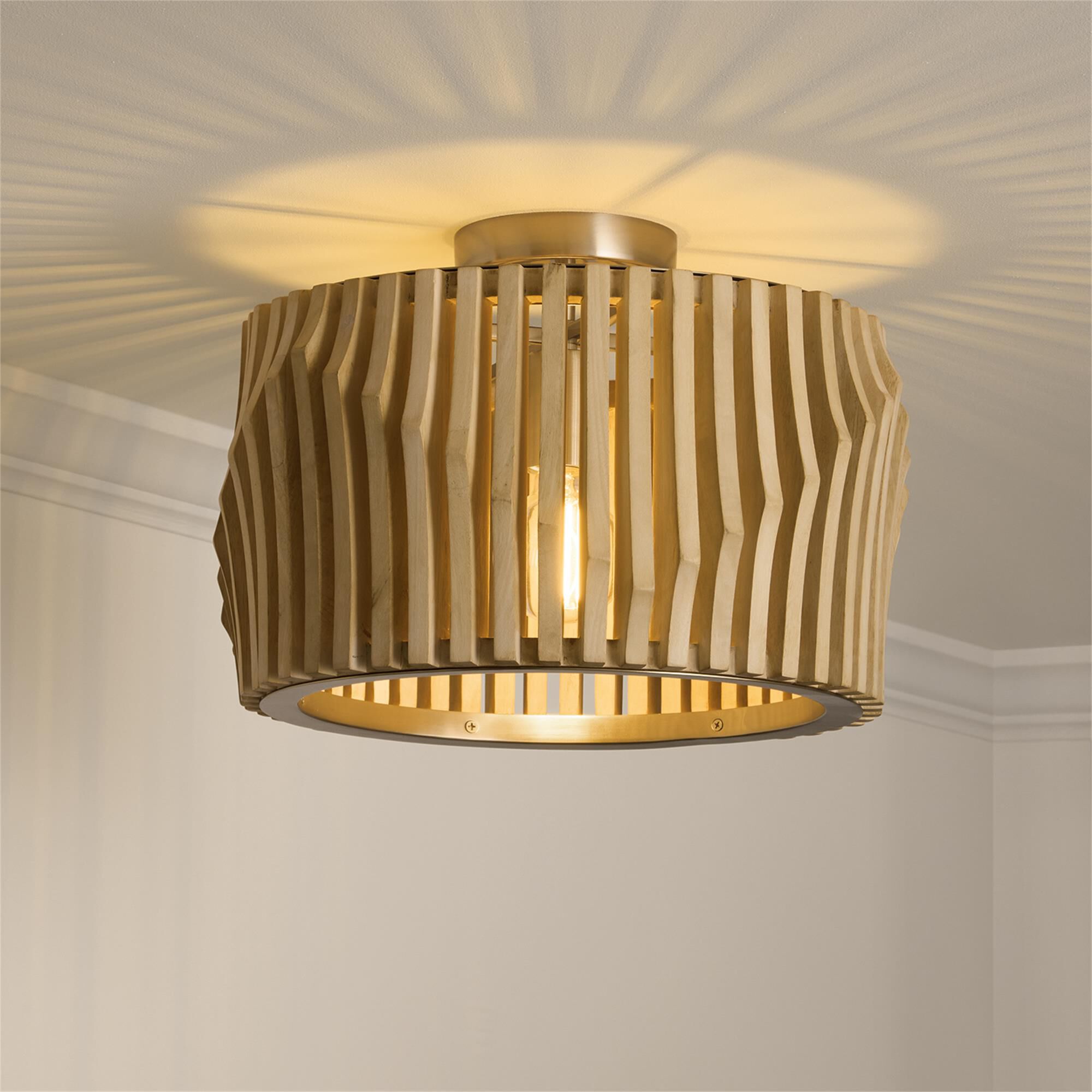 Shown in Blonde Wood and Matte Brass finish