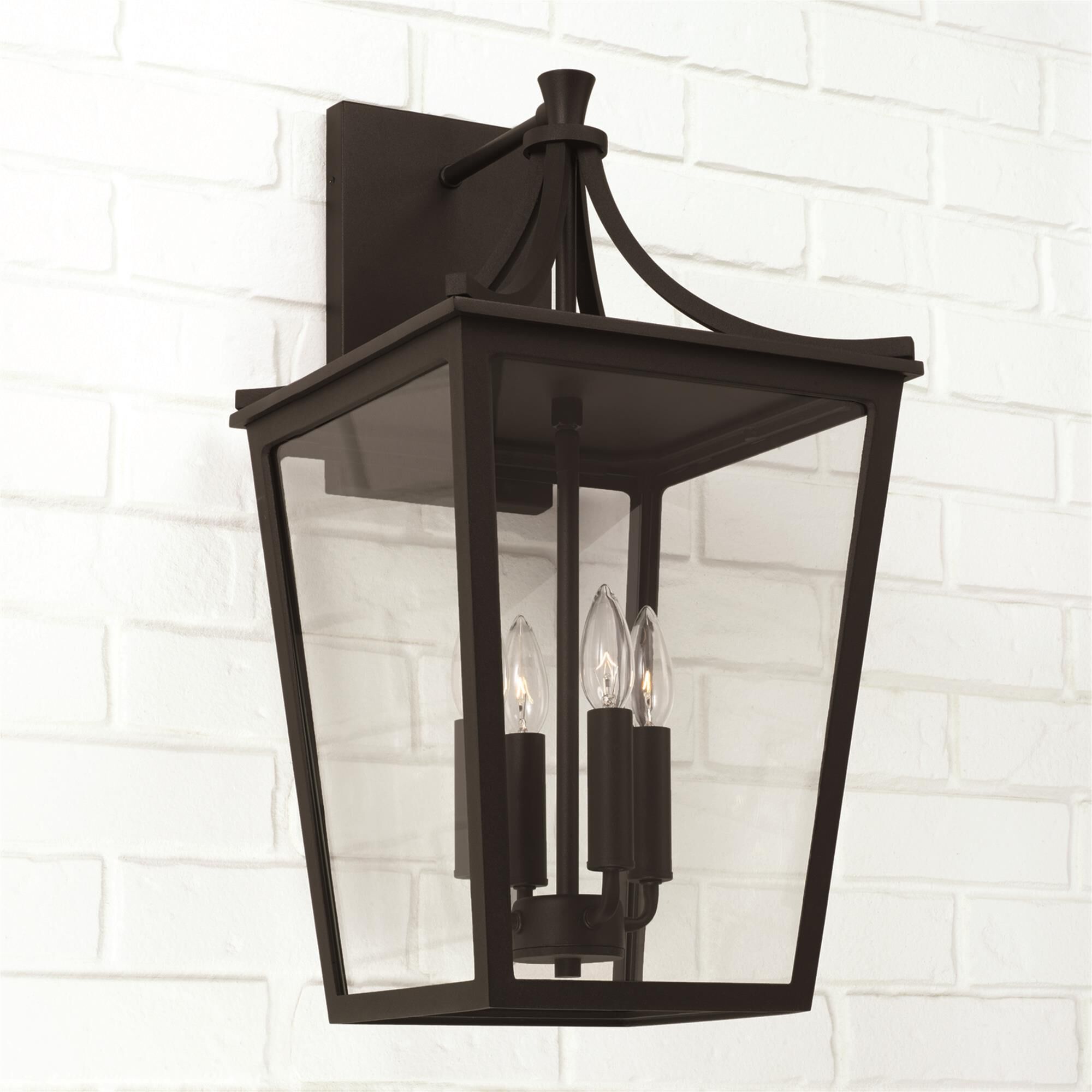 Shown in Black finish and Clear glass