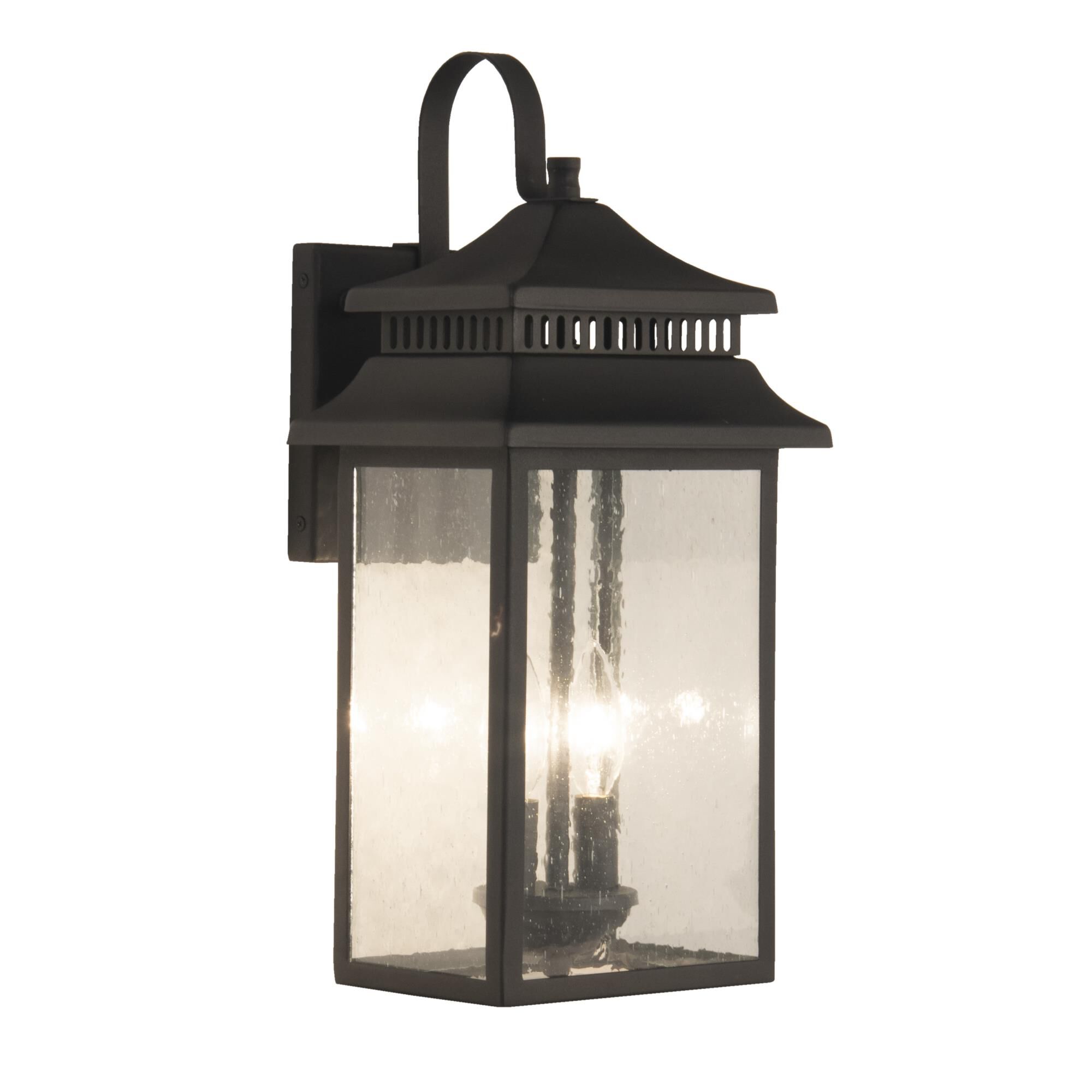 Shown in Textured Matte Black finish and Rectangle glass