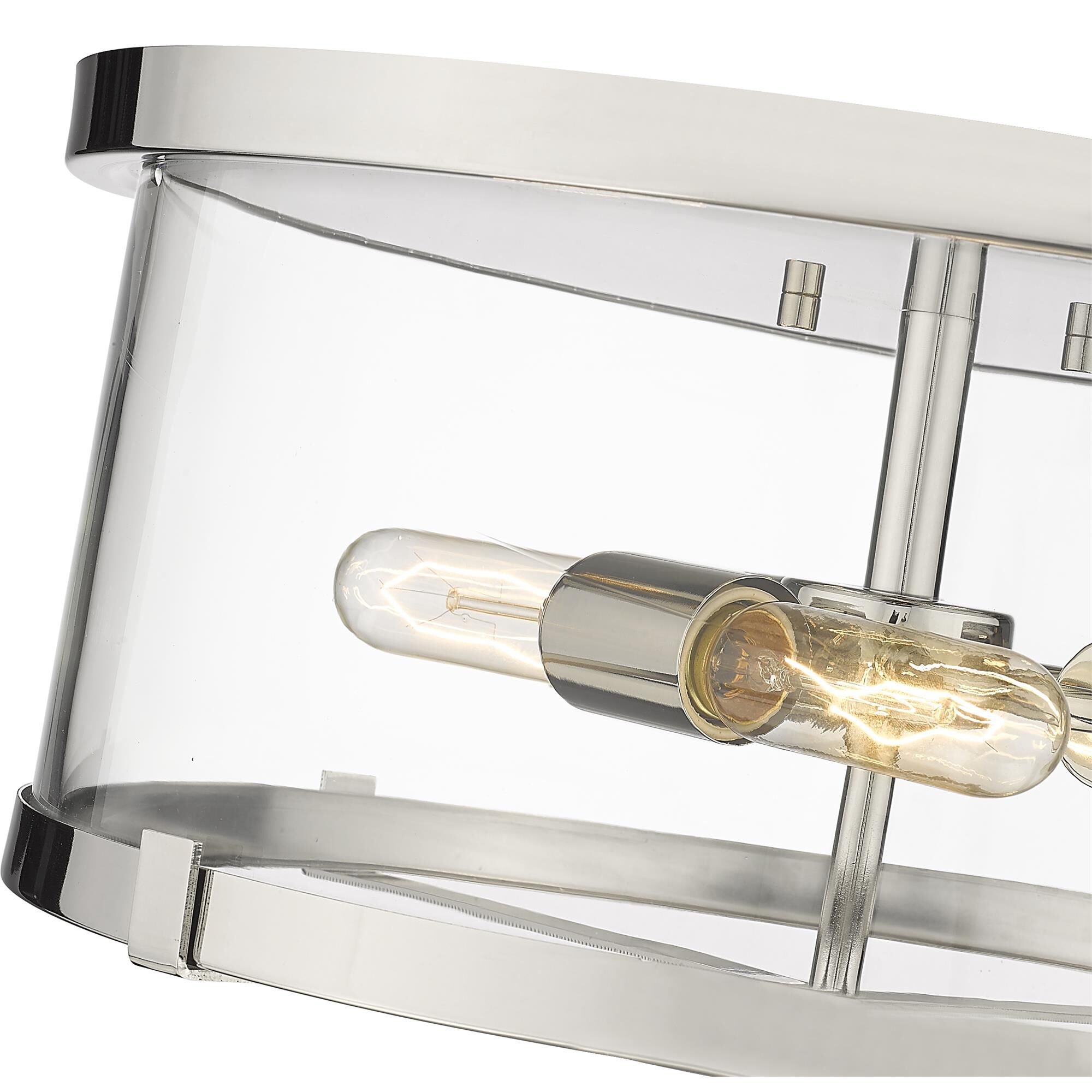 Shown in Polished Nickel finish and Glass shade