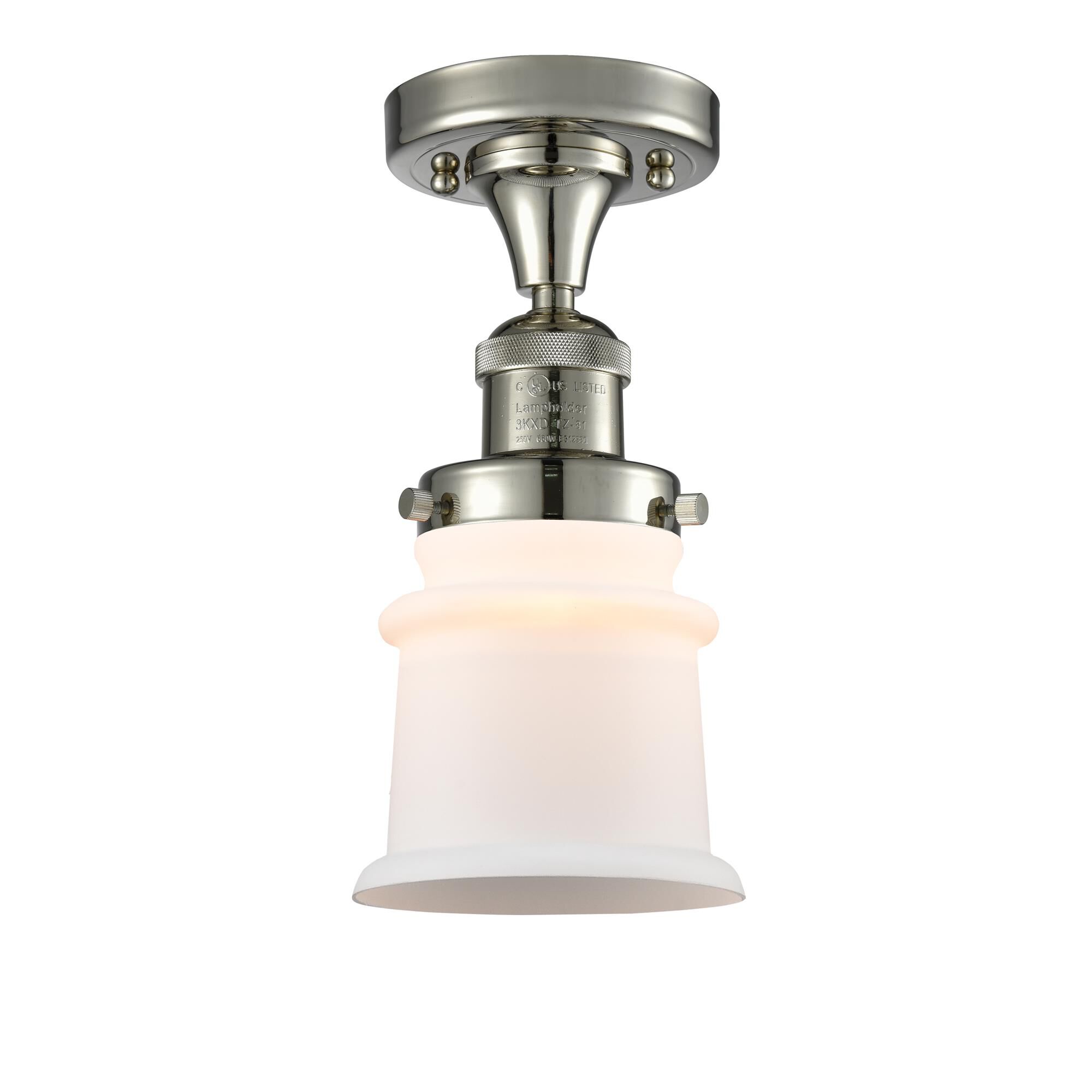 Shown in Polished Nickel finish and Matte White Cased glass