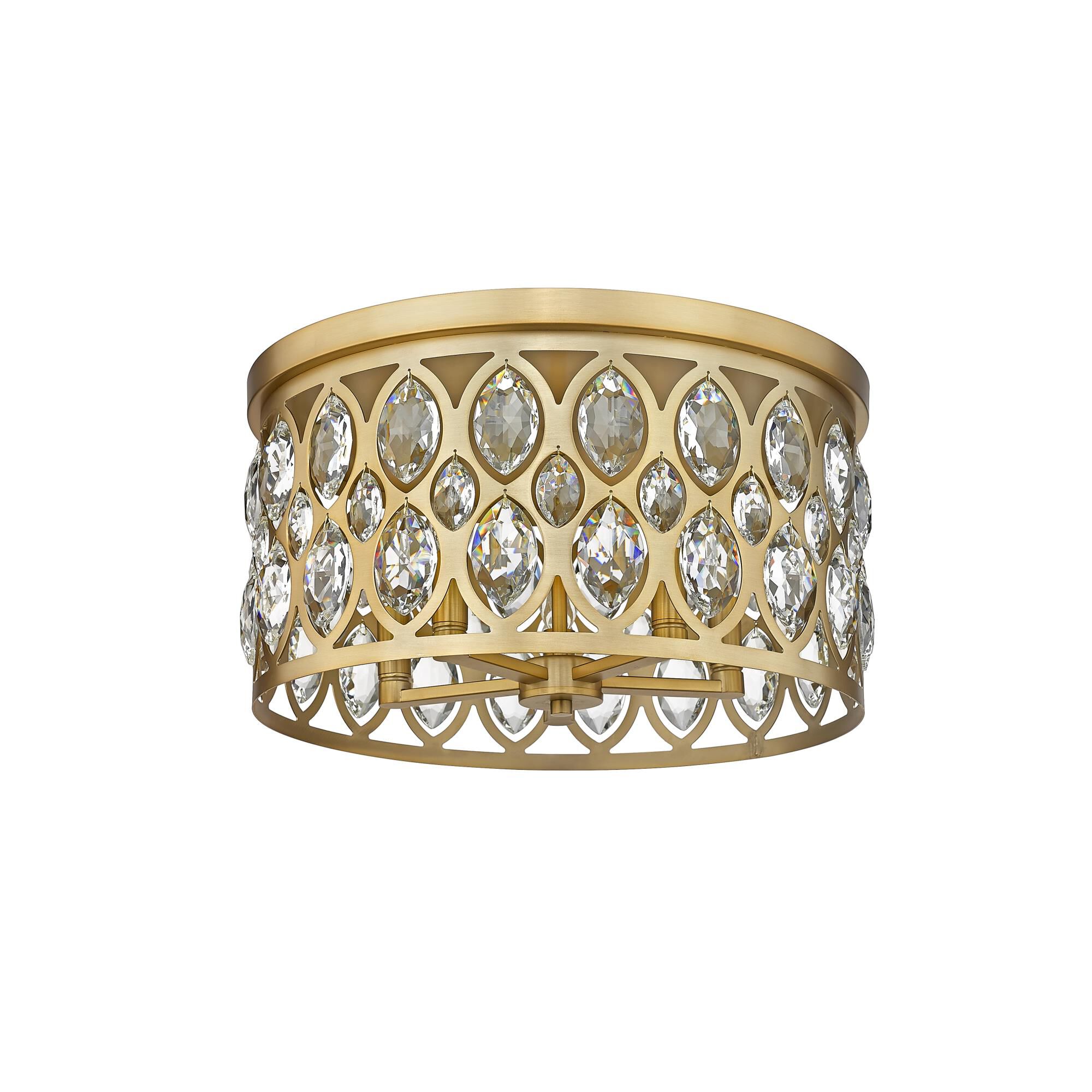 Shown in Heirloom Brass finish and Clear Crystal glass