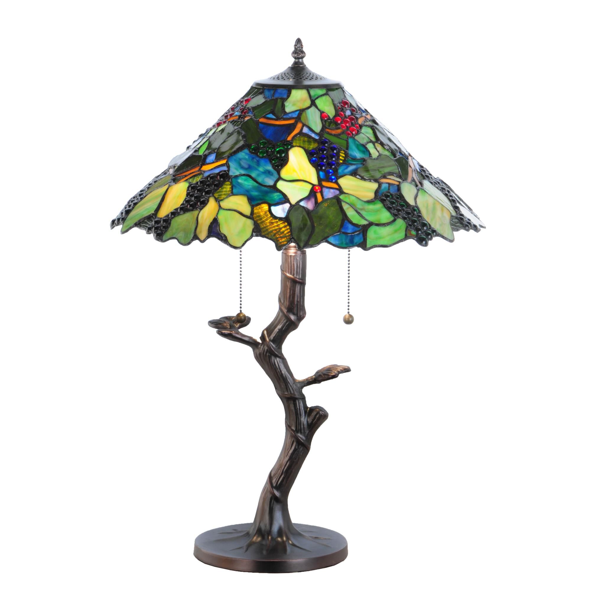 Tiffany Grape Harvest Apple Tree 25 Inch Table Lamp by Meyda Lighting