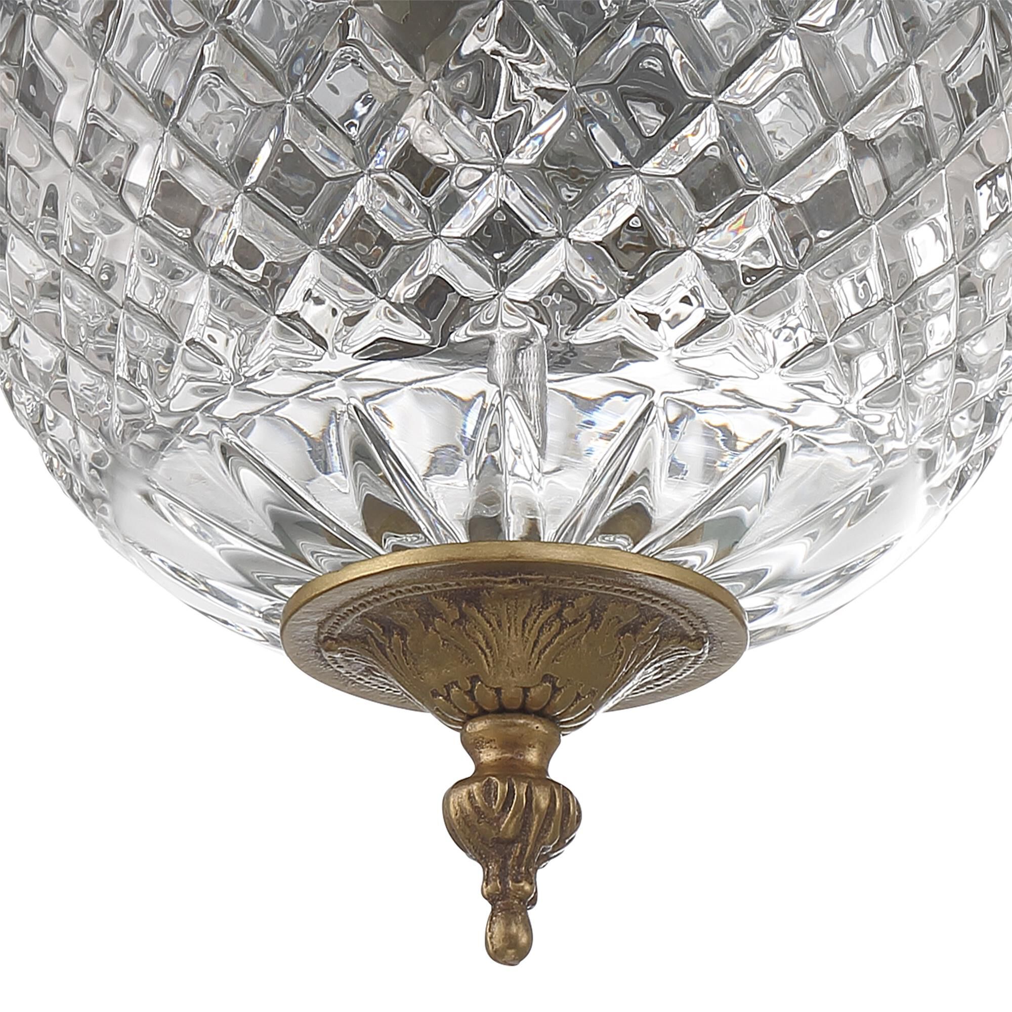 Shown in Olde Brass finish and Lead Crystal glass and Lead Crystal shade