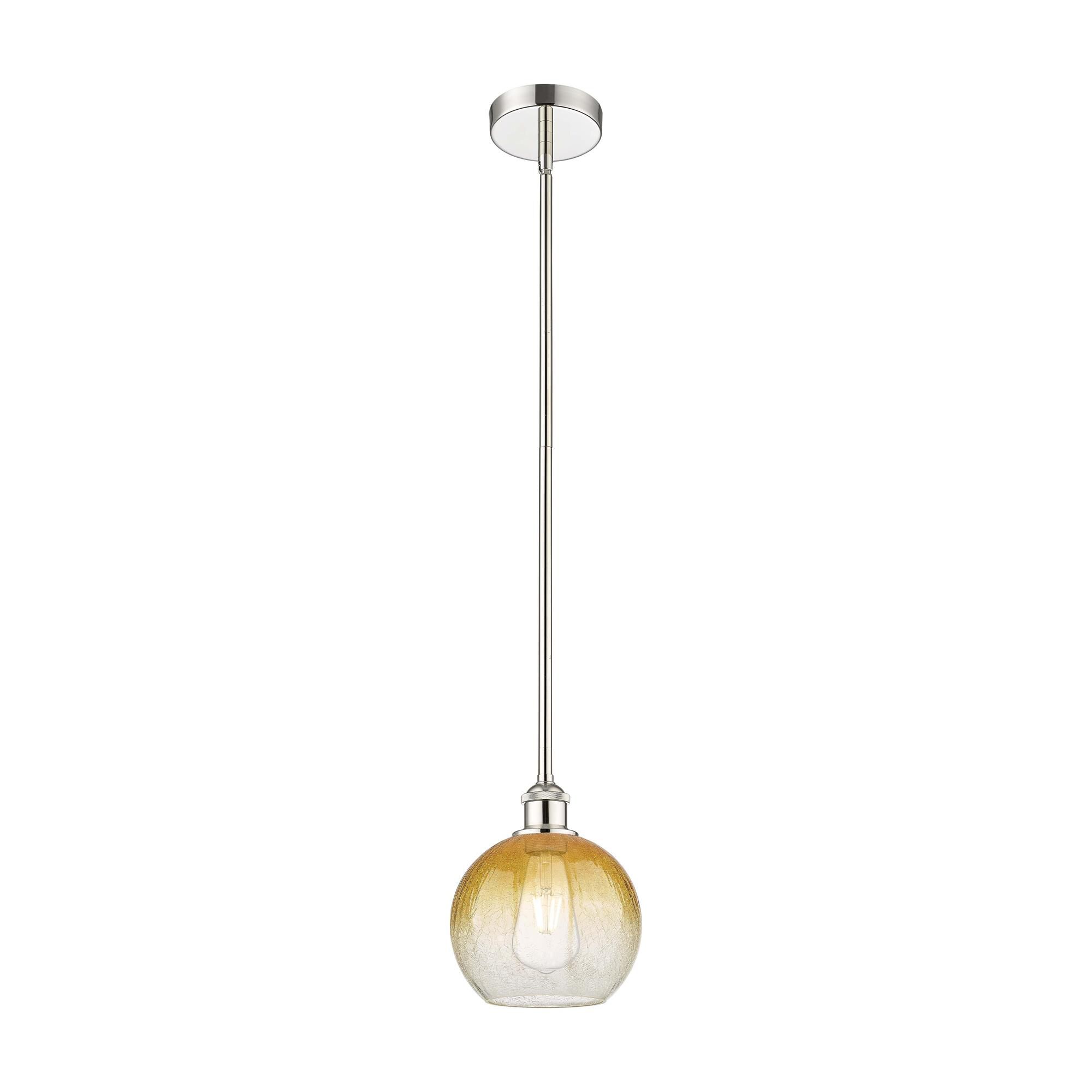 Shown in Polished Nickel finish and Amber glass