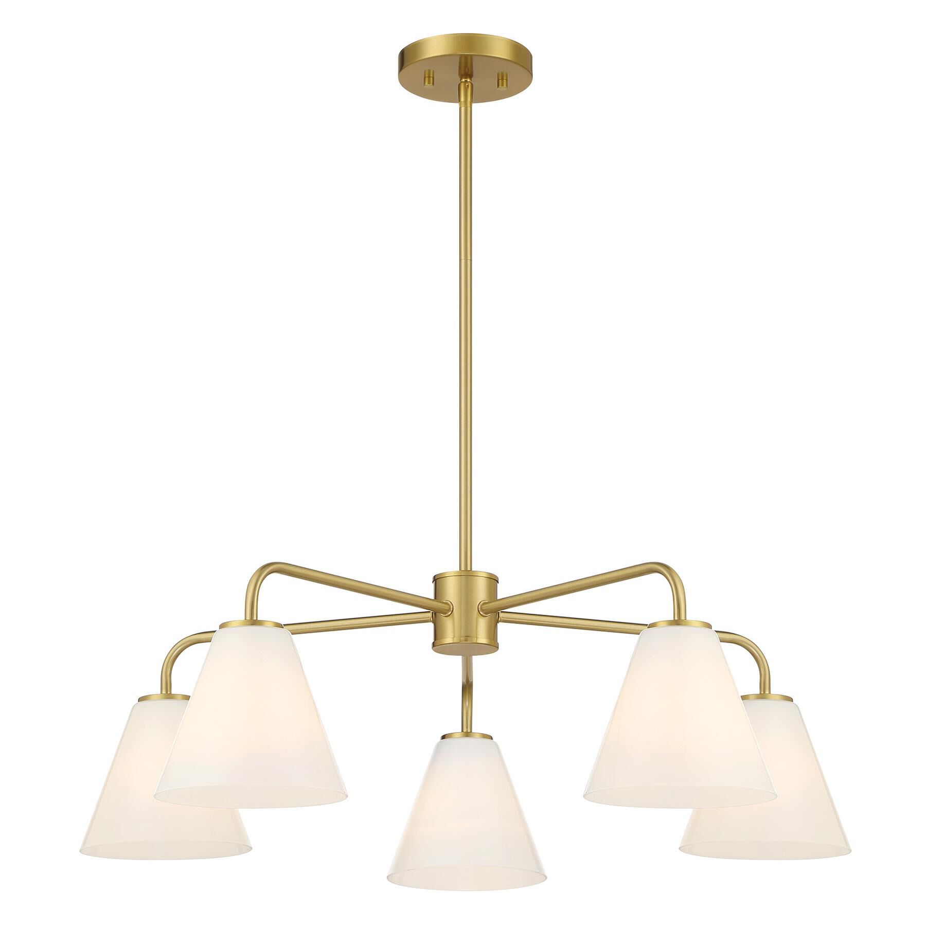 Shown in Warm Brass finish and Strie shade