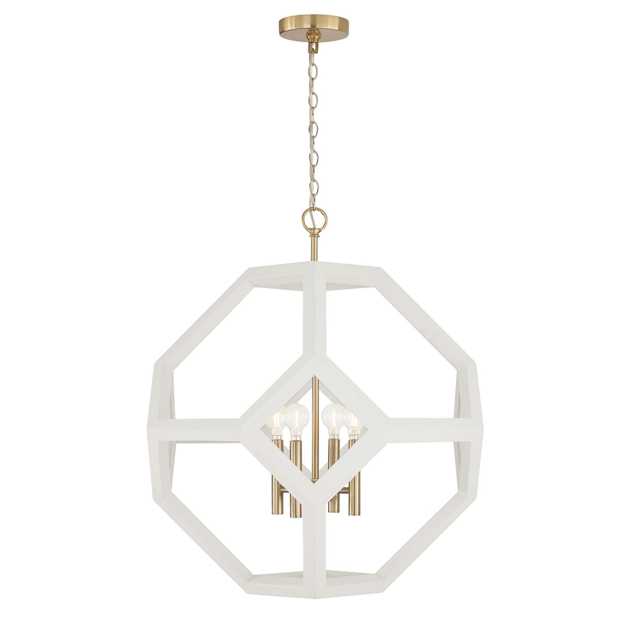 Shown in Flat White And Matte Brass finish