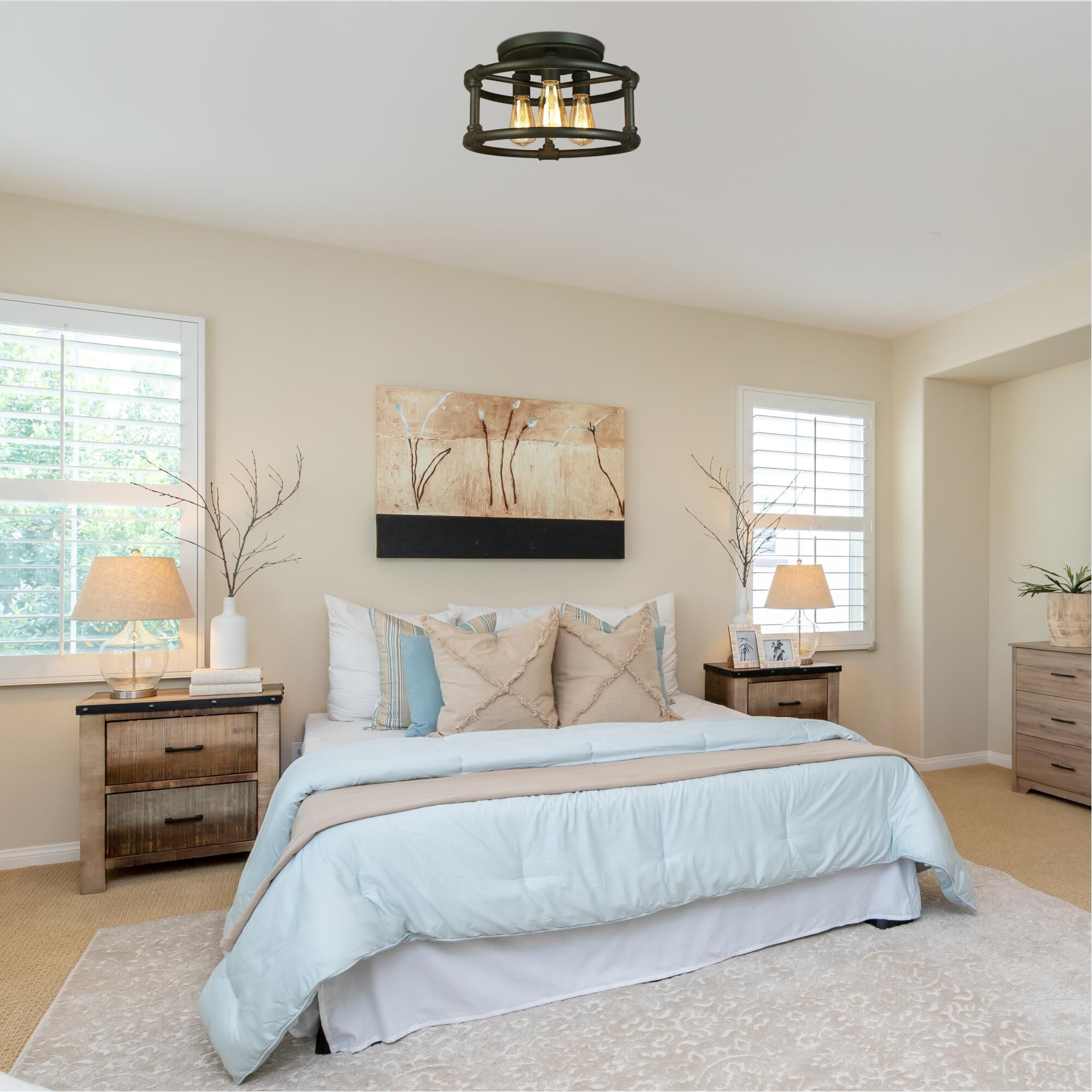 Eglo Wymer 15 Inch 3 Light Semi Flush Mount by Eglo Lighting