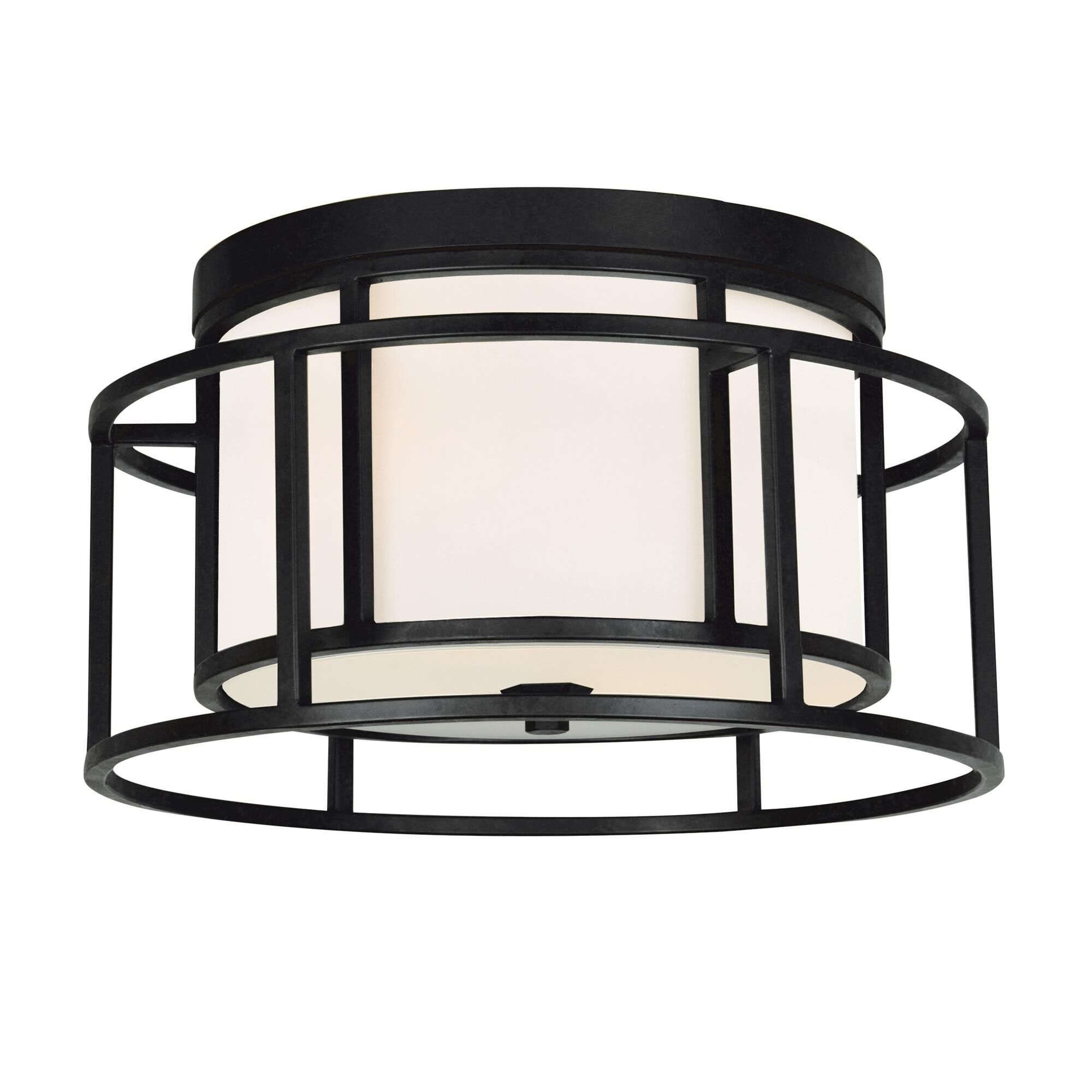 Shown in Matte Black finish and Fabric glass and Fabric shade