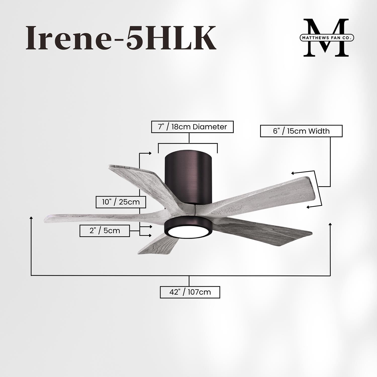 Irene 42 Inch Flush Mount Fan with Light Kit by Matthews Fan Company