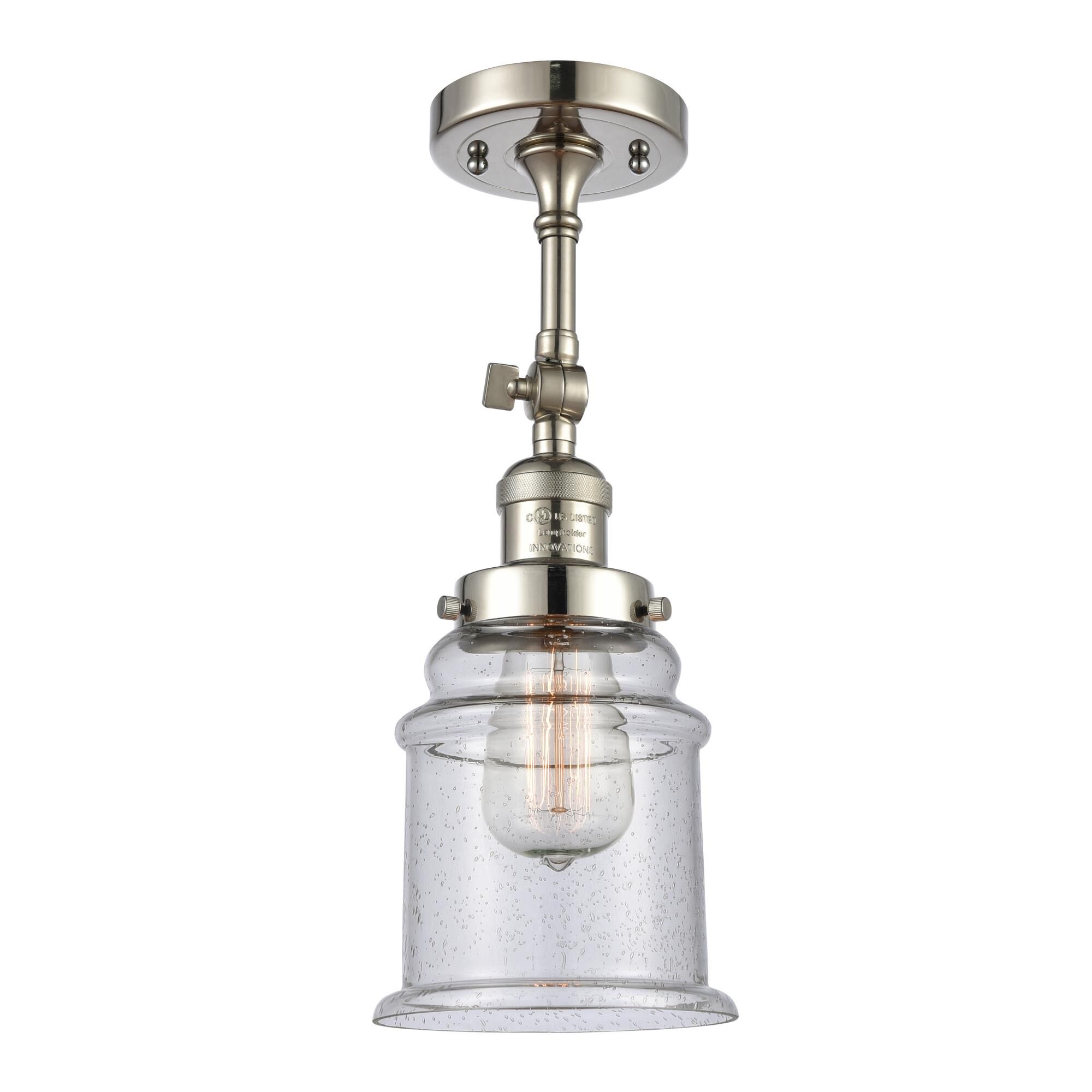 Shown in Polished Nickel finish and Seedy glass and None accent