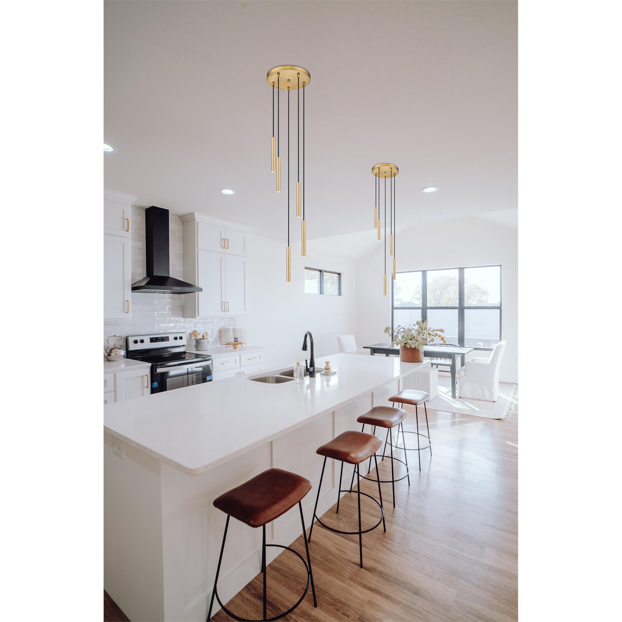 Shown in Modern Gold finish and Modern Gold glass and Modern Gold shade