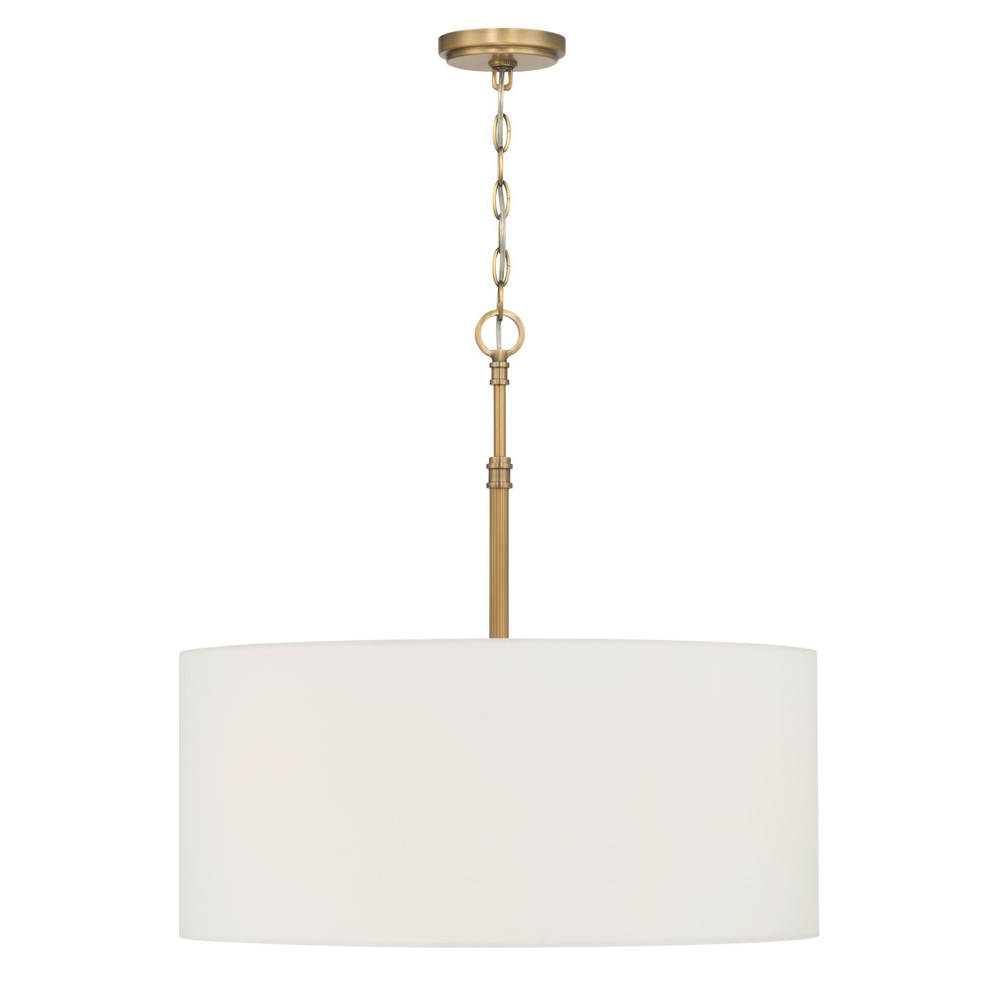 Shown in Legacy Brass finish and White shade