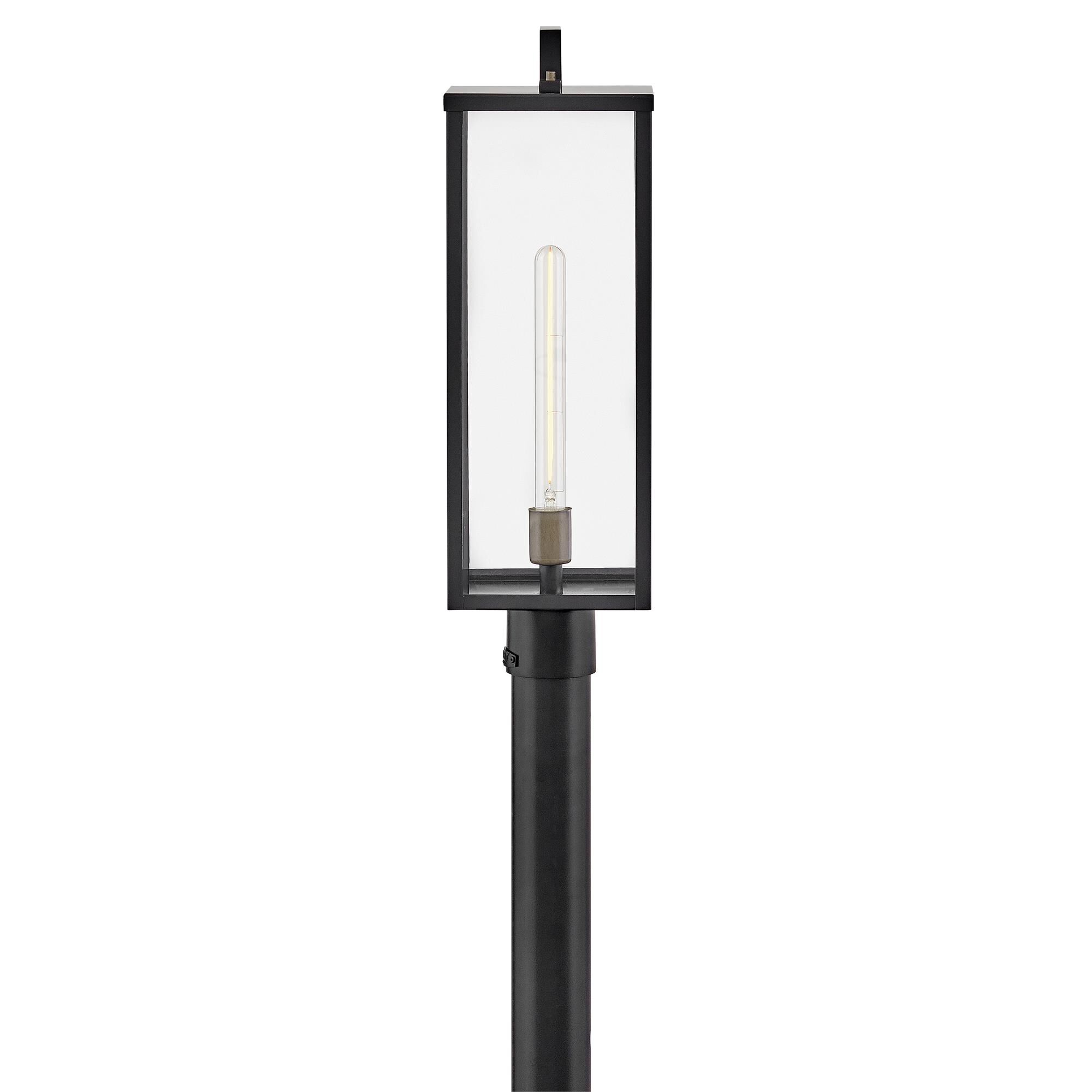 Shown in Black finish and Clear glass and Burnished Bronze accent