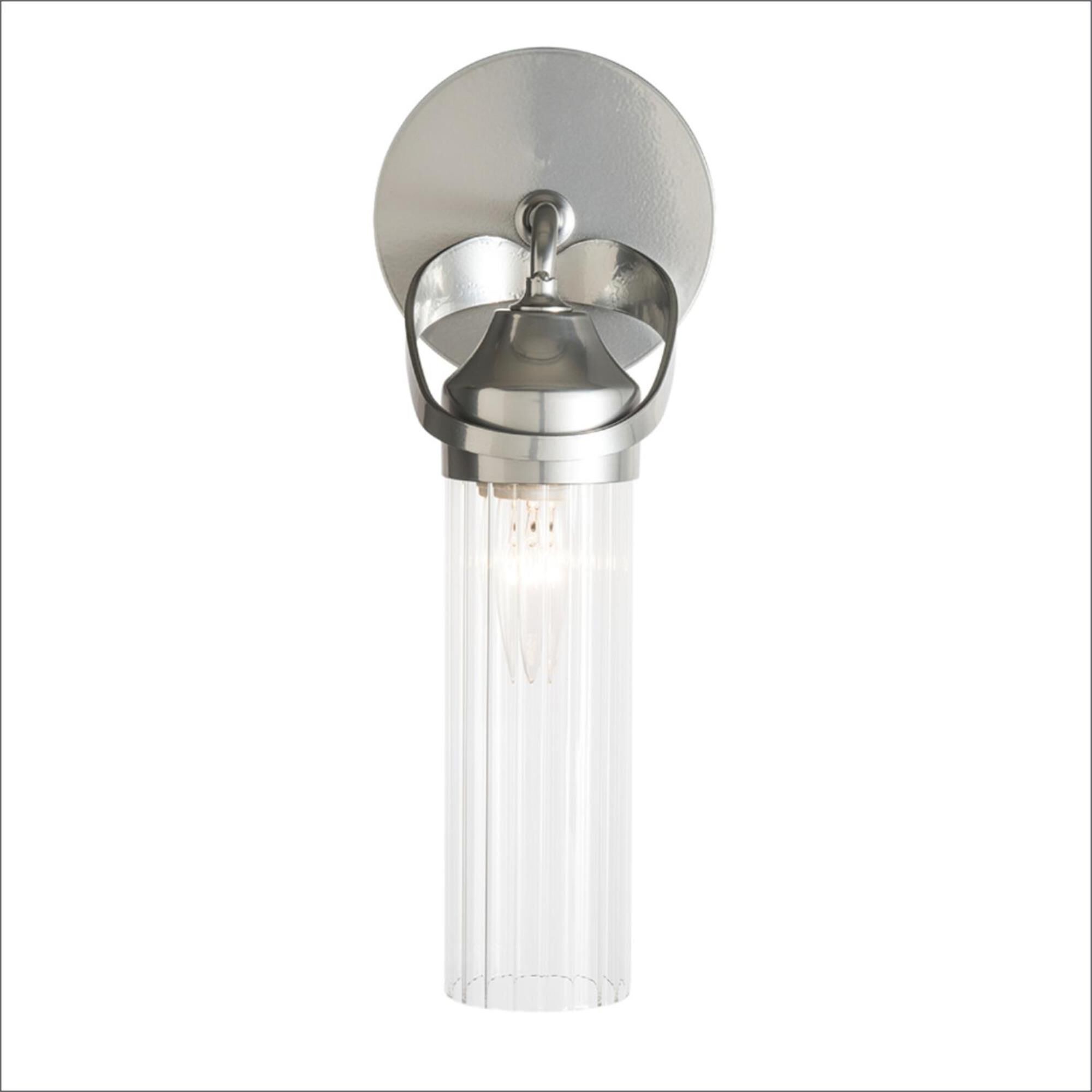 Shown in Sterling finish and Clear Fluted glass