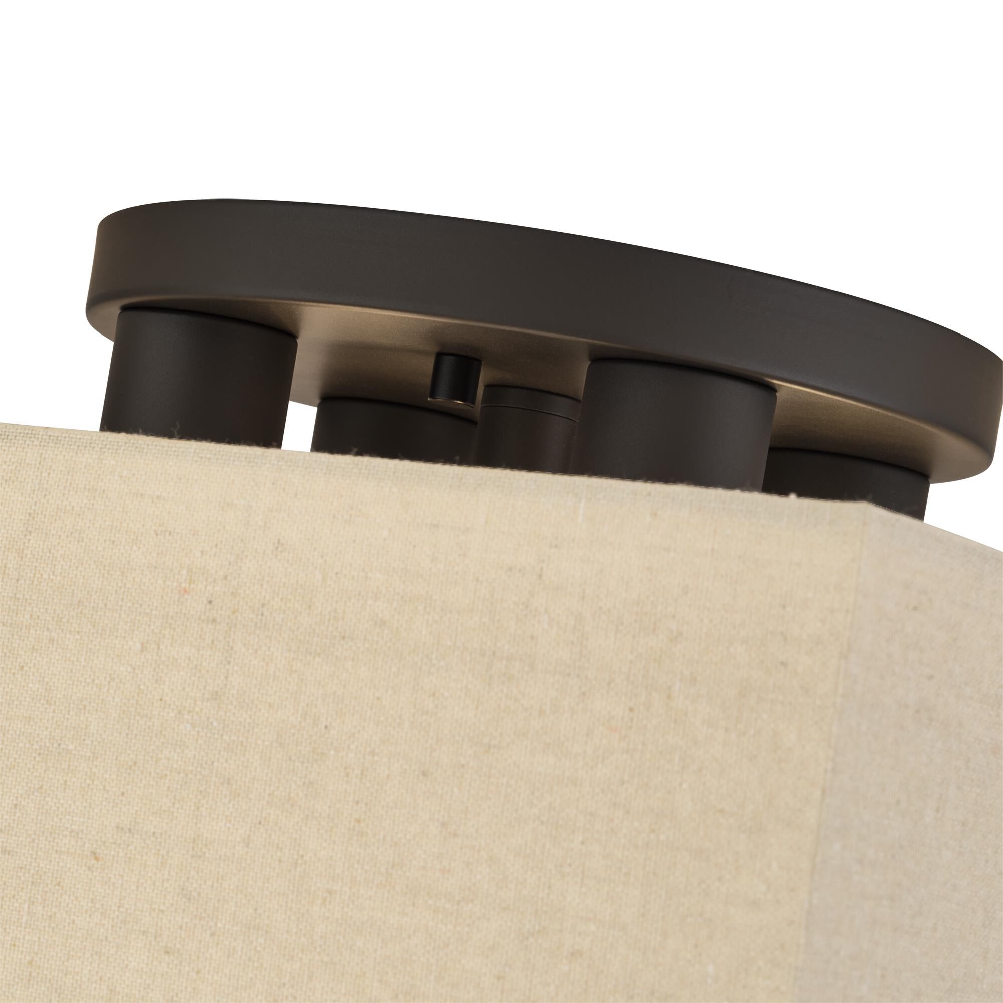 Shown in Bronze finish and Hand Crafted Parchment Color Hardback Fabric with White Color Inside shade